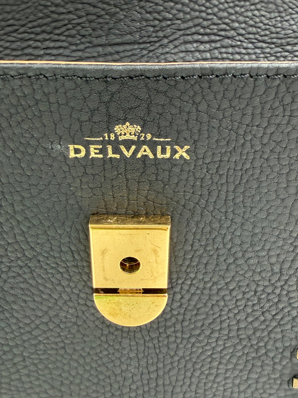 Pre-owned Delvaux Tempête MM Handbag Black Leather Bronze Stitching - Authenticated