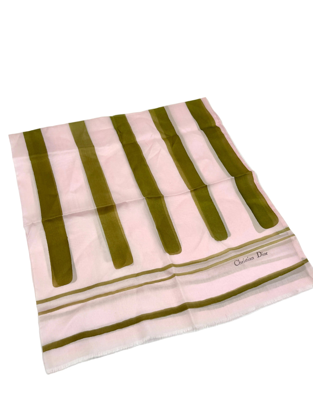 Pre-Owned Christian Dior Silk Stripe Scarf Pink and Green