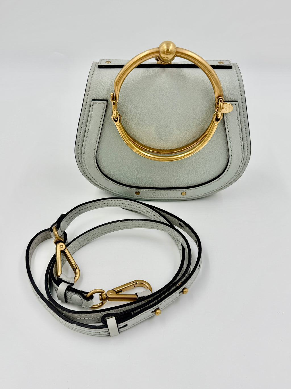 Pre-Owned CHLOE Grey Leather/Suede  Nile Bracelet Bag - Authenticated