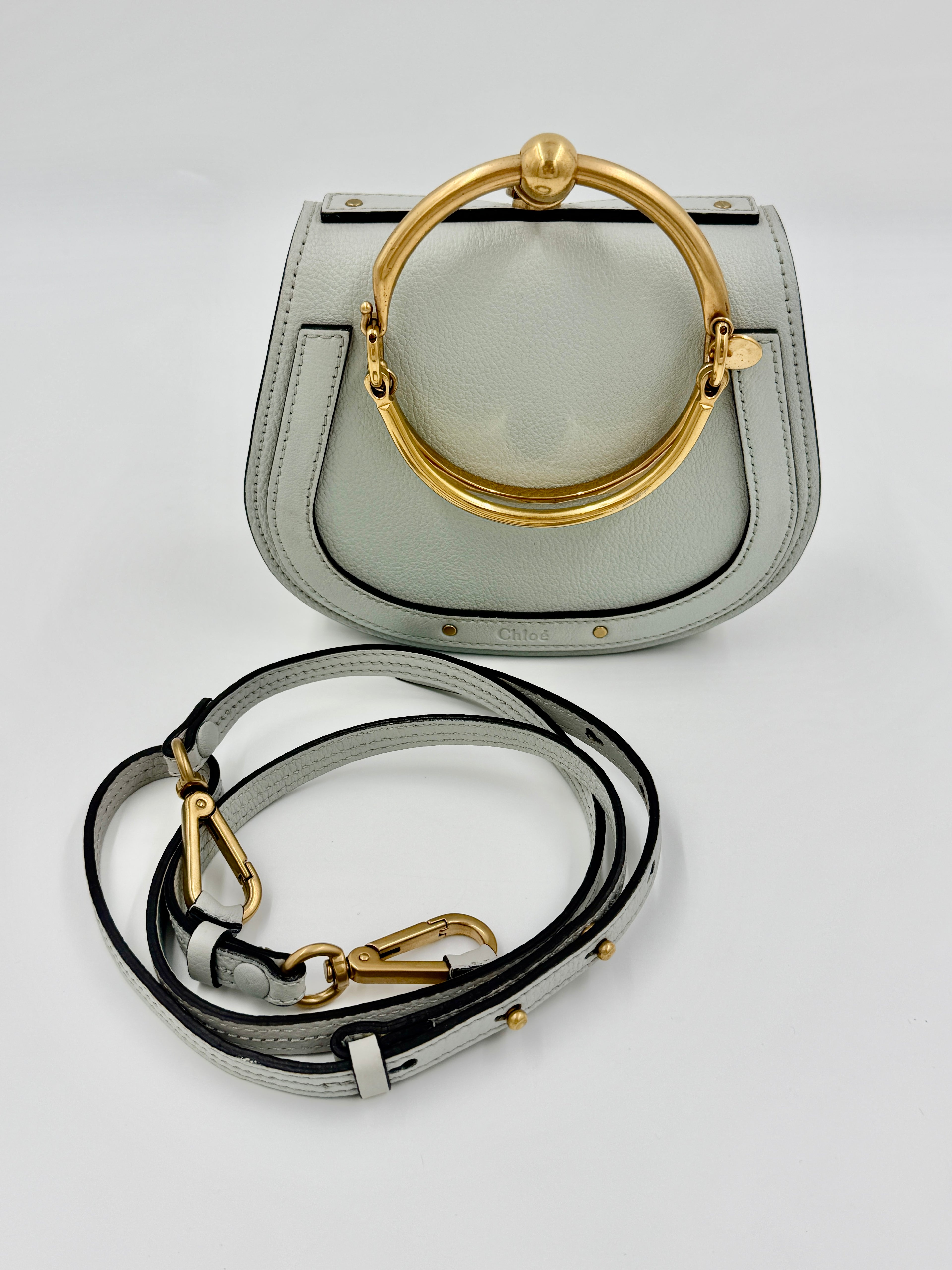 Pre-Owned CHLOE Grey Leather/Suede  Nile Bracelet Bag - Authenticated