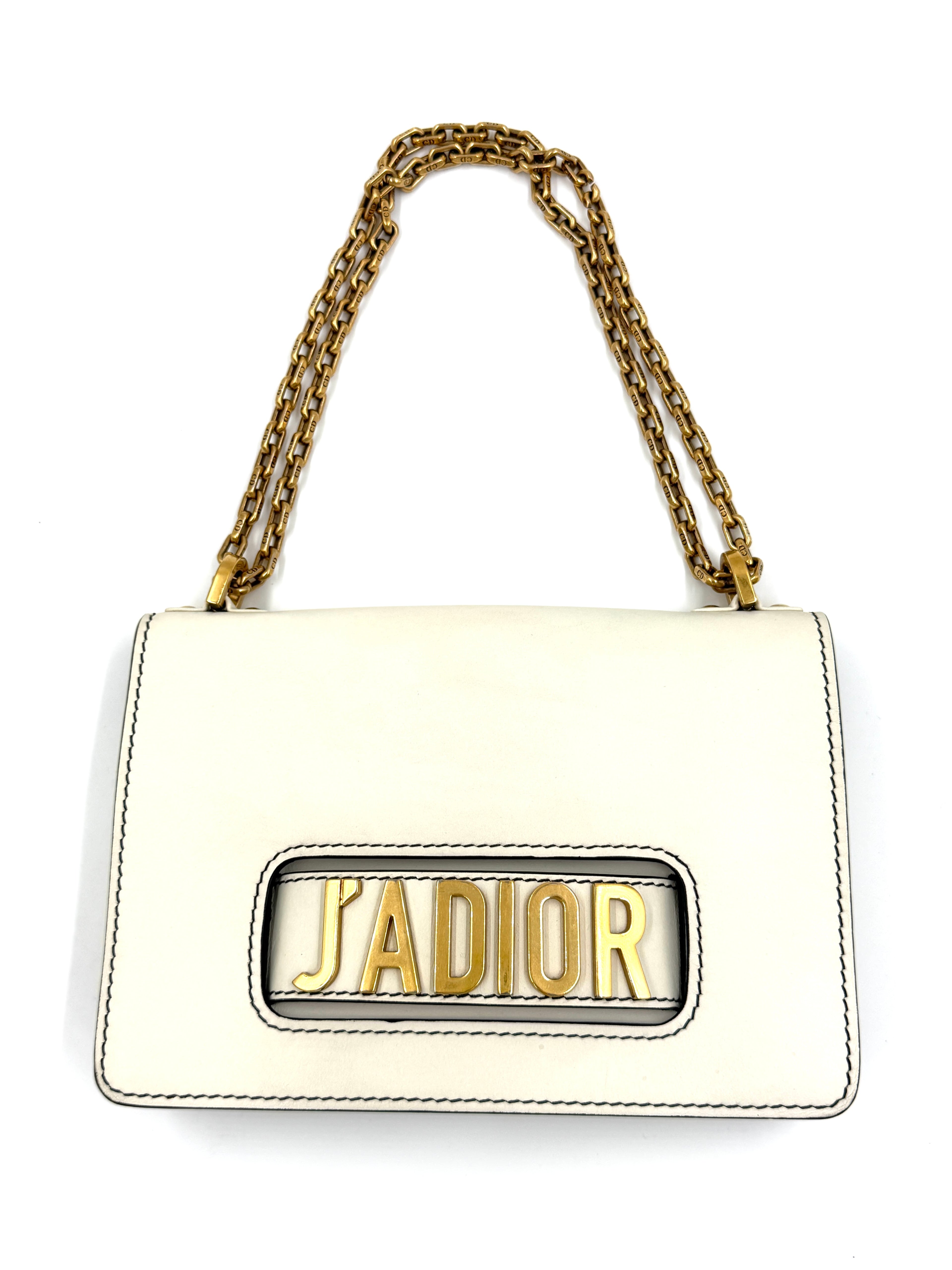 Pre-Owned Christian Dior J'adior Shoulder/Clutch Bag with Chain Strap Ivory - Authenticated