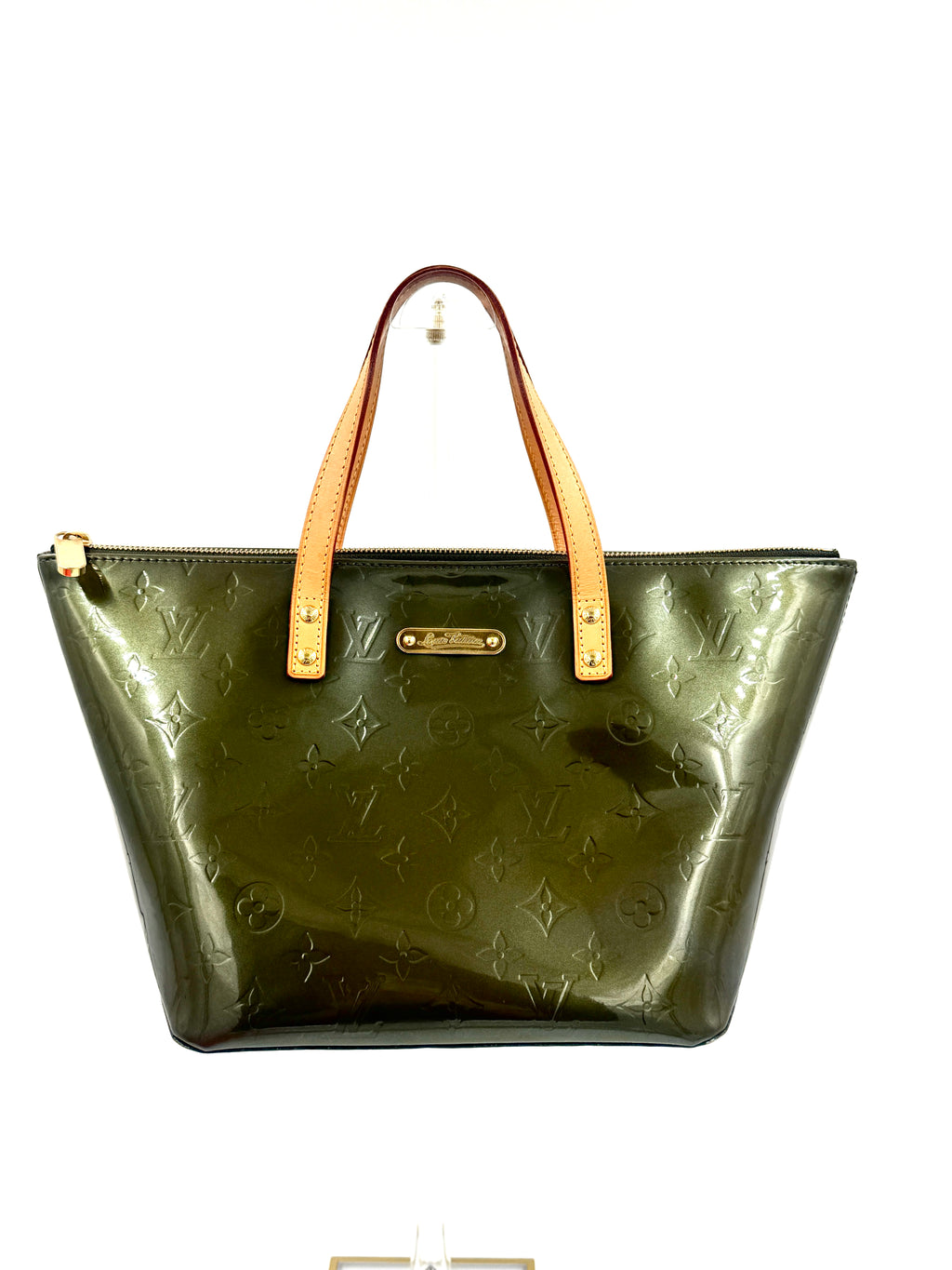 Pre-Owned Louis Vuitton Bellevue Vernis Patent Leather Monogram Bag Olive - Authenticated