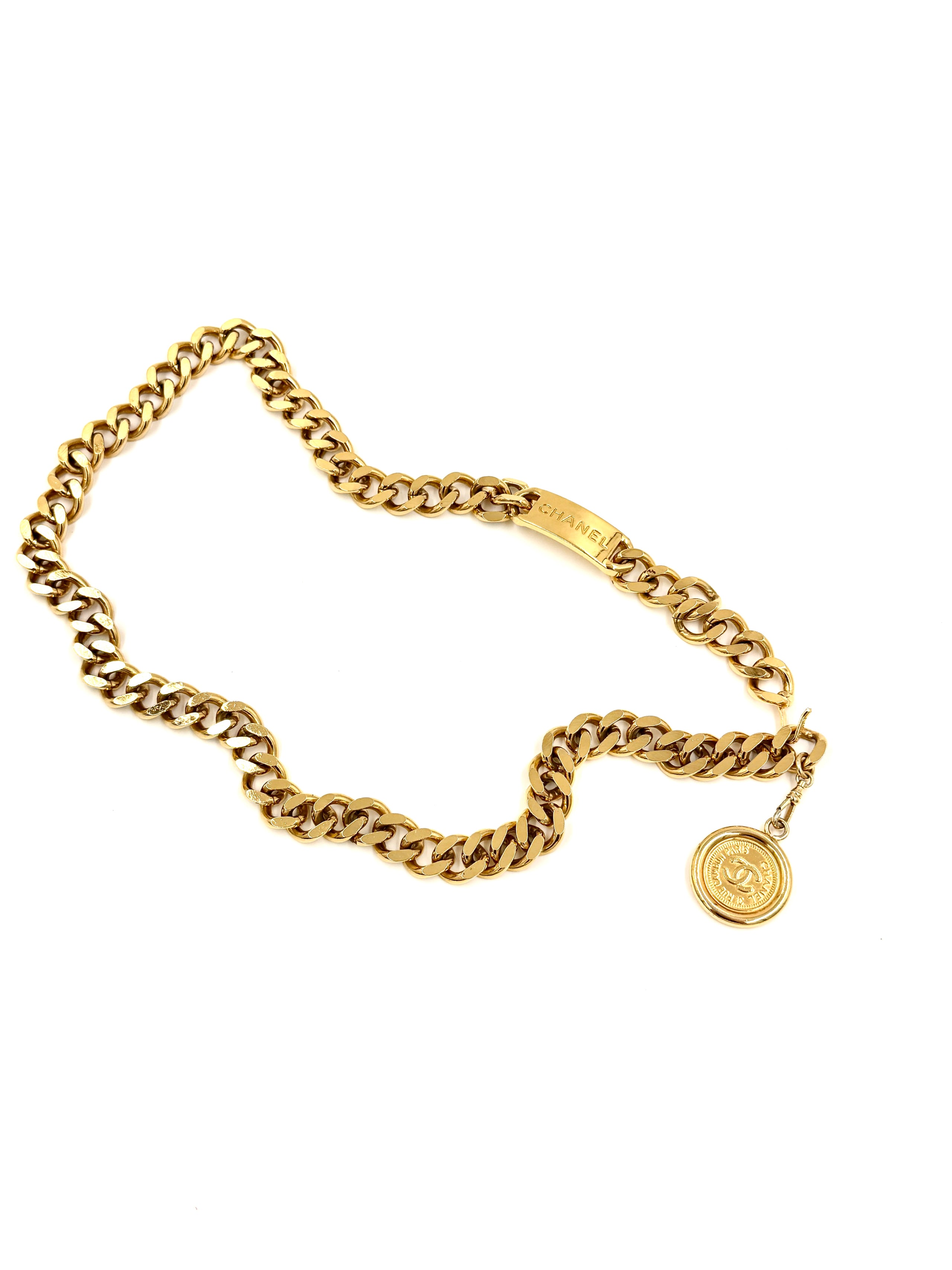 Pre-Owned CHANEL Rue Cambon Medallion Gold Chain Belt - Authenticated
