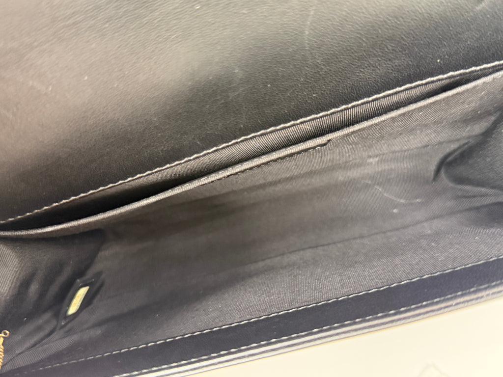Pre-Owned Chanel Black Lambskin Old Medium Boy Bag Gold Hardware - Authenticated