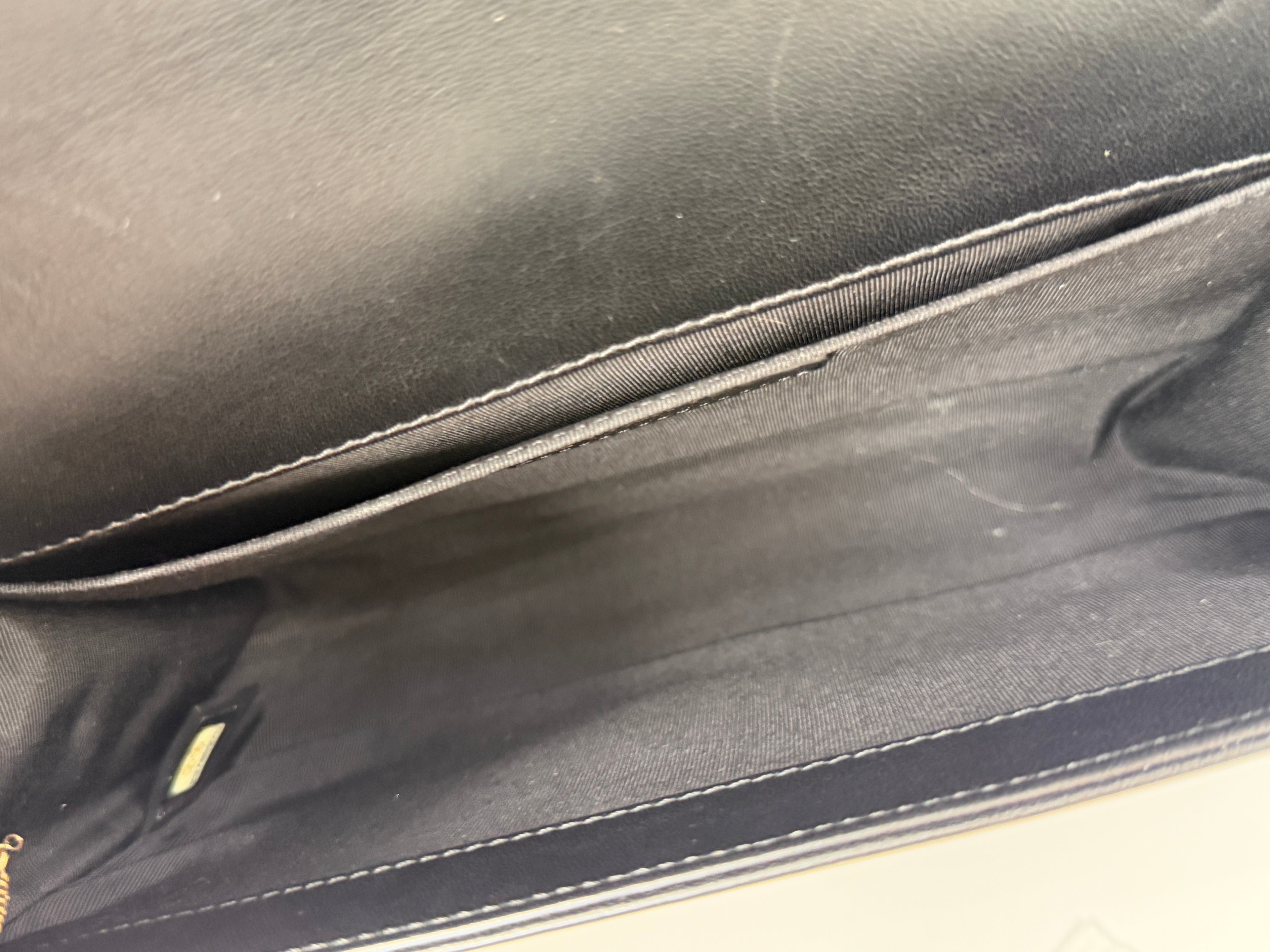Pre-Owned Chanel Black Lambskin Old Medium Boy Bag Gold Hardware - Authenticated