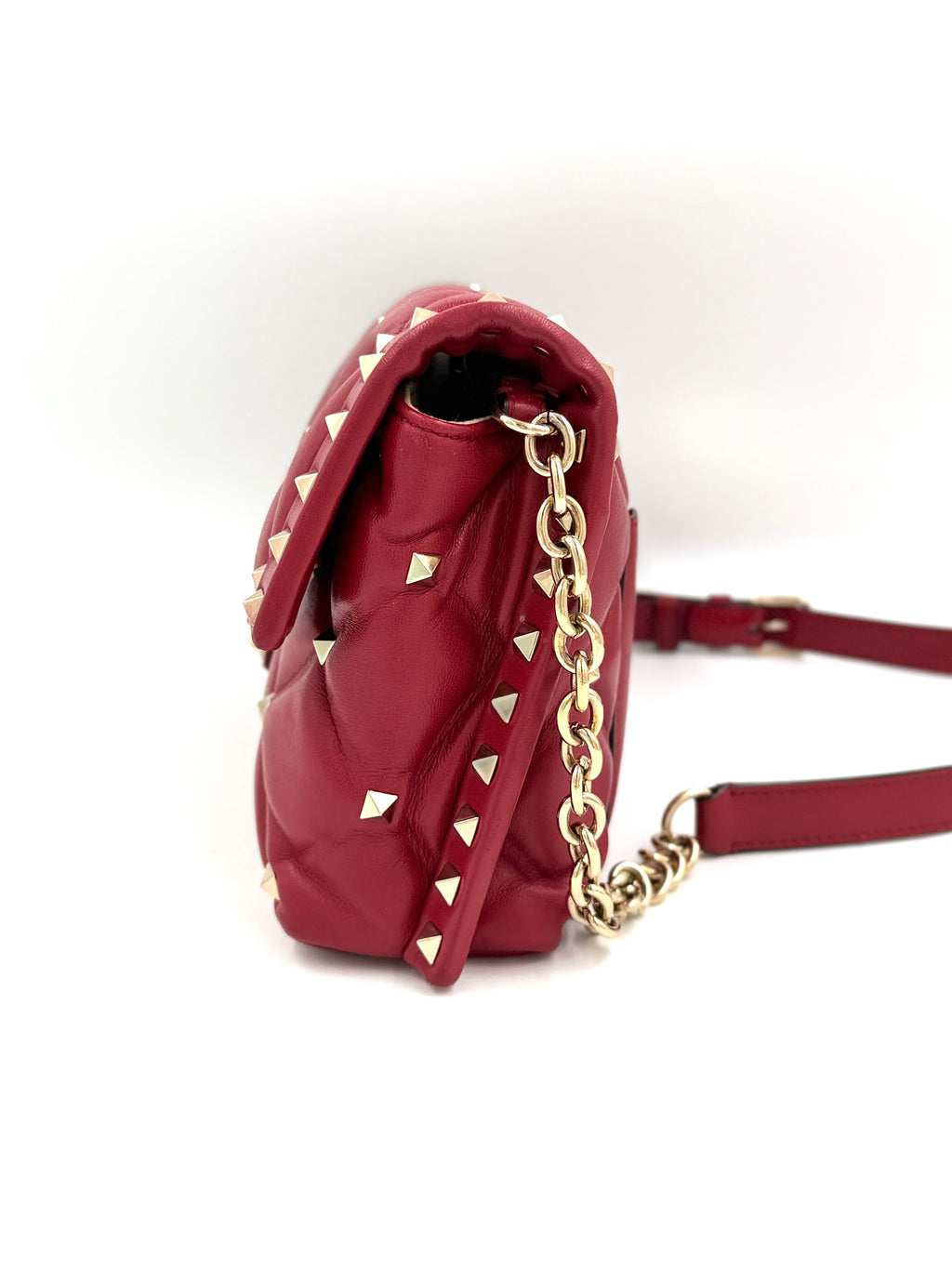 Valentino Garavani Quilted Leather Candystud Shoulder Bag Red - Authenticated