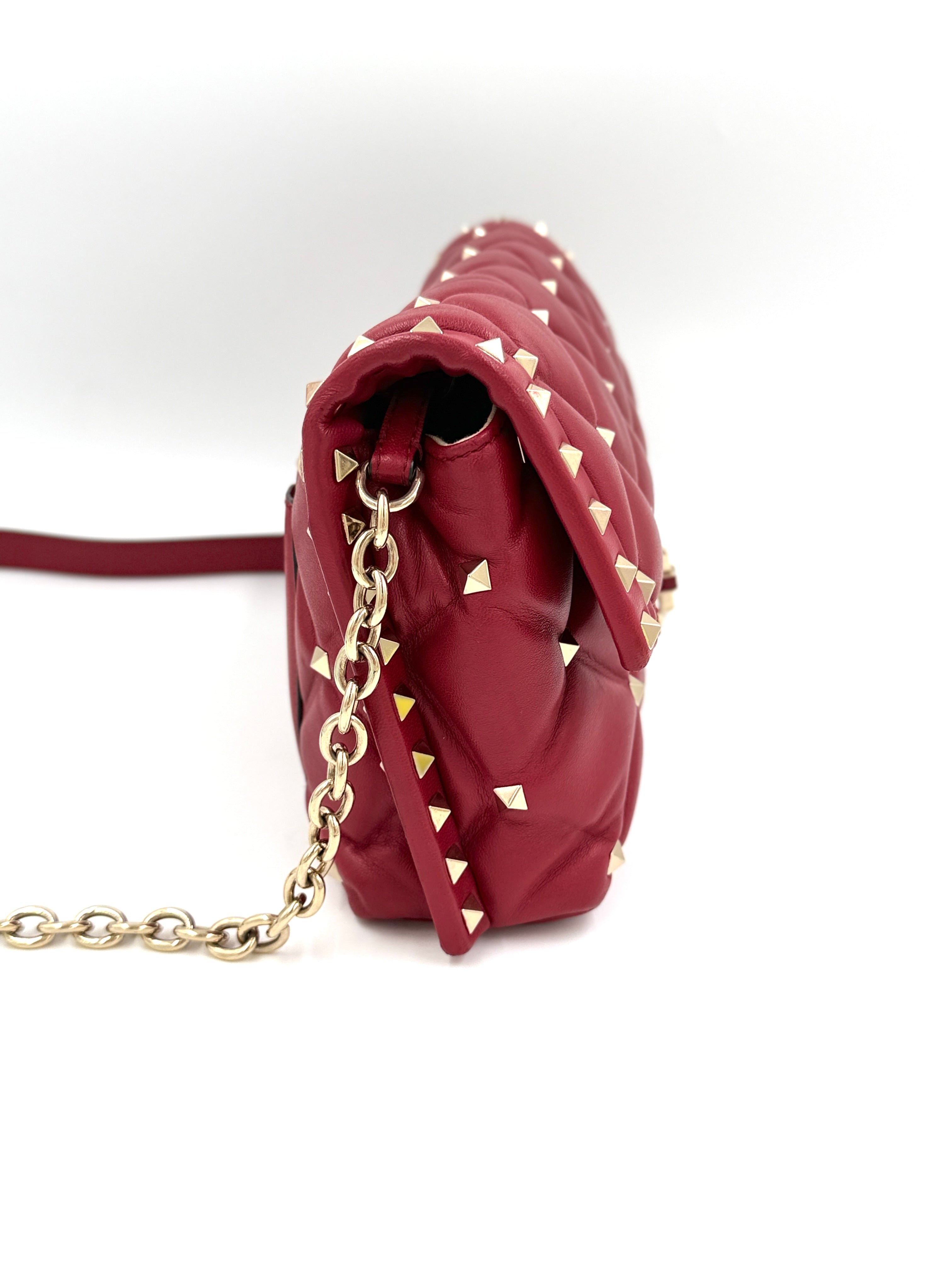Valentino Garavani Quilted Leather Candystud Shoulder Bag Red - Authenticated