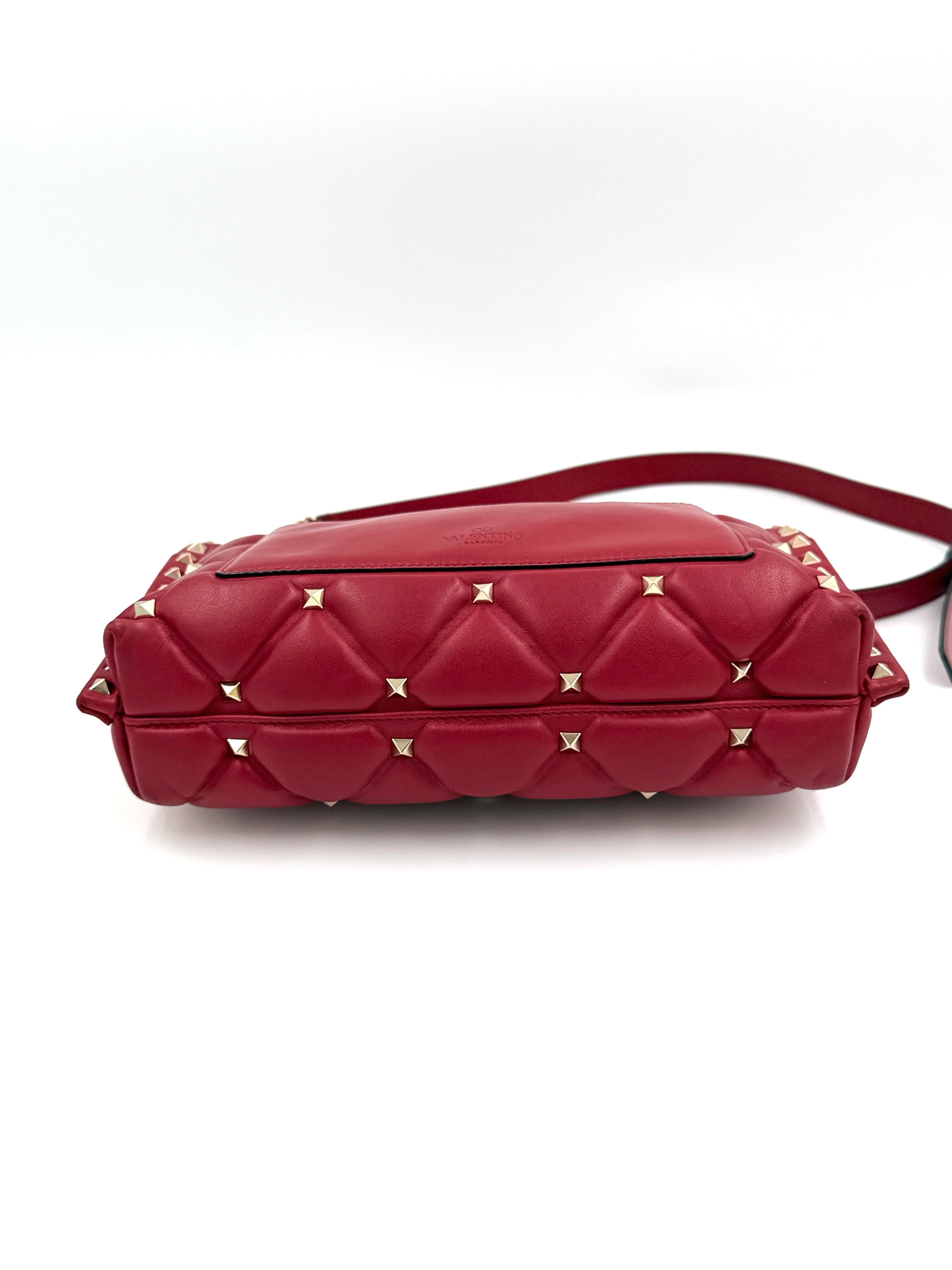 Valentino Garavani Quilted Leather Candystud Shoulder Bag Red - Authenticated