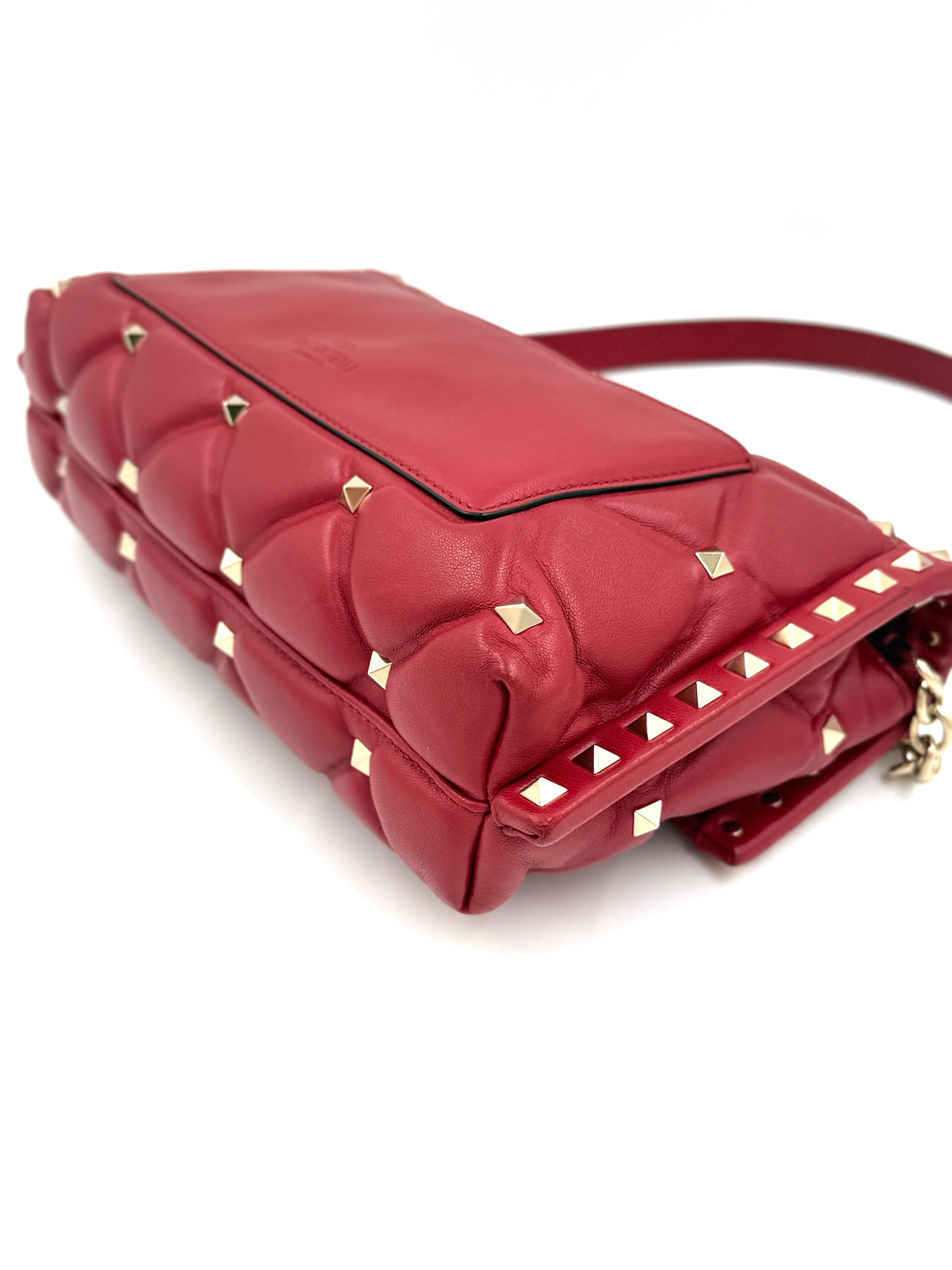 Valentino Garavani Quilted Leather Candystud Shoulder Bag Red - Authenticated