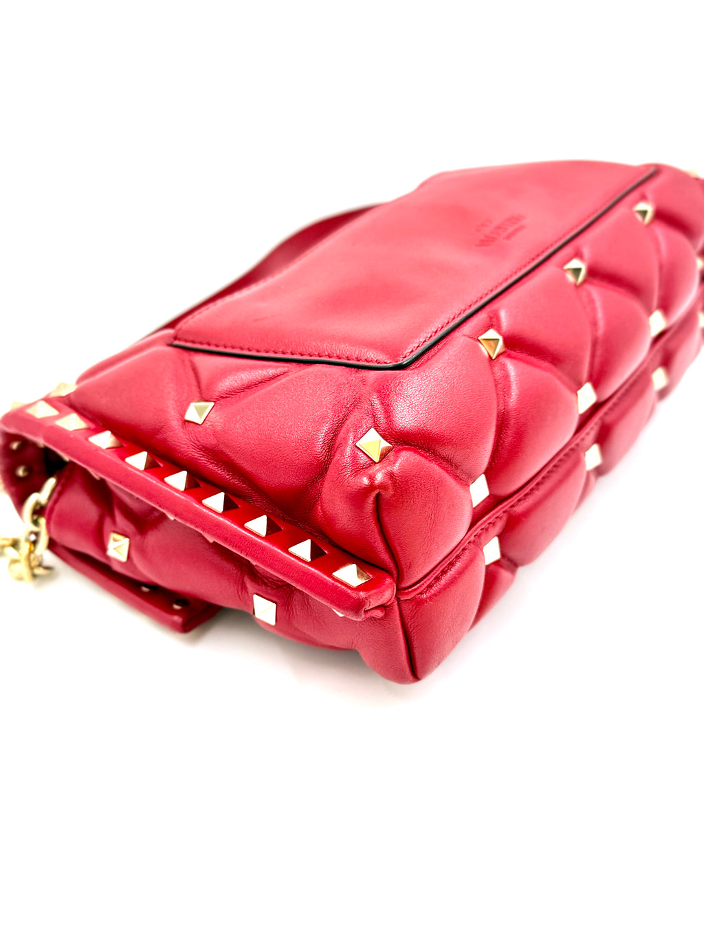 Valentino Garavani Quilted Leather Candystud Shoulder Bag Red - Authenticated