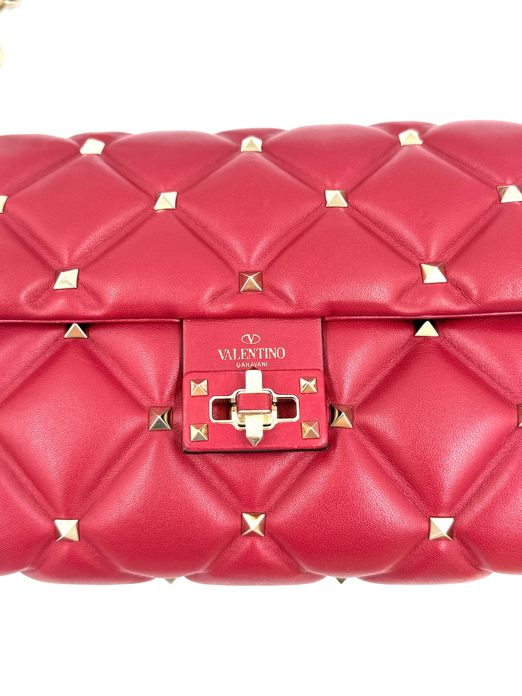 Valentino Garavani Quilted Leather Candystud Shoulder Bag Red - Authenticated