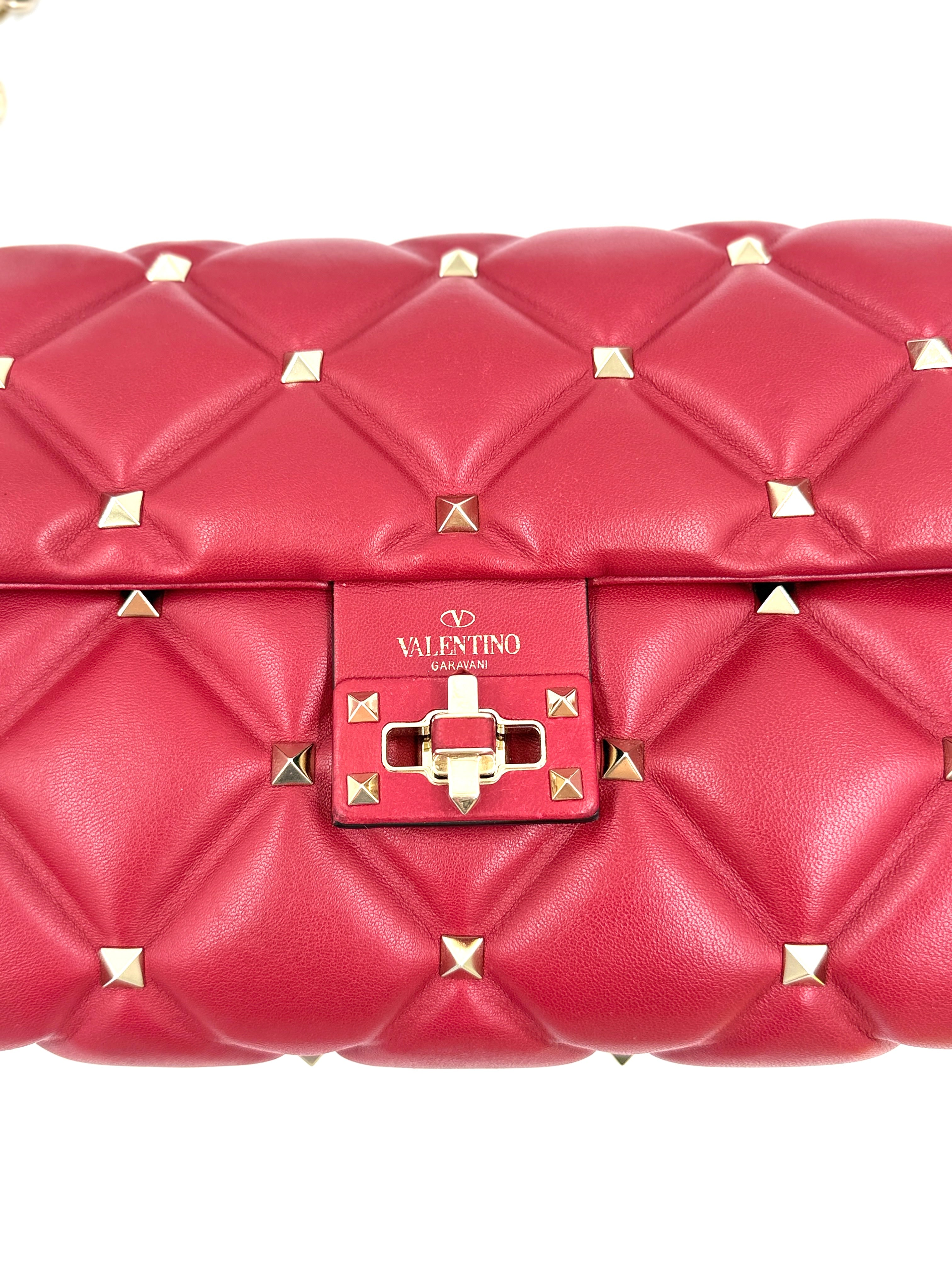 Valentino Garavani Quilted Leather Candystud Shoulder Bag Red - Authenticated