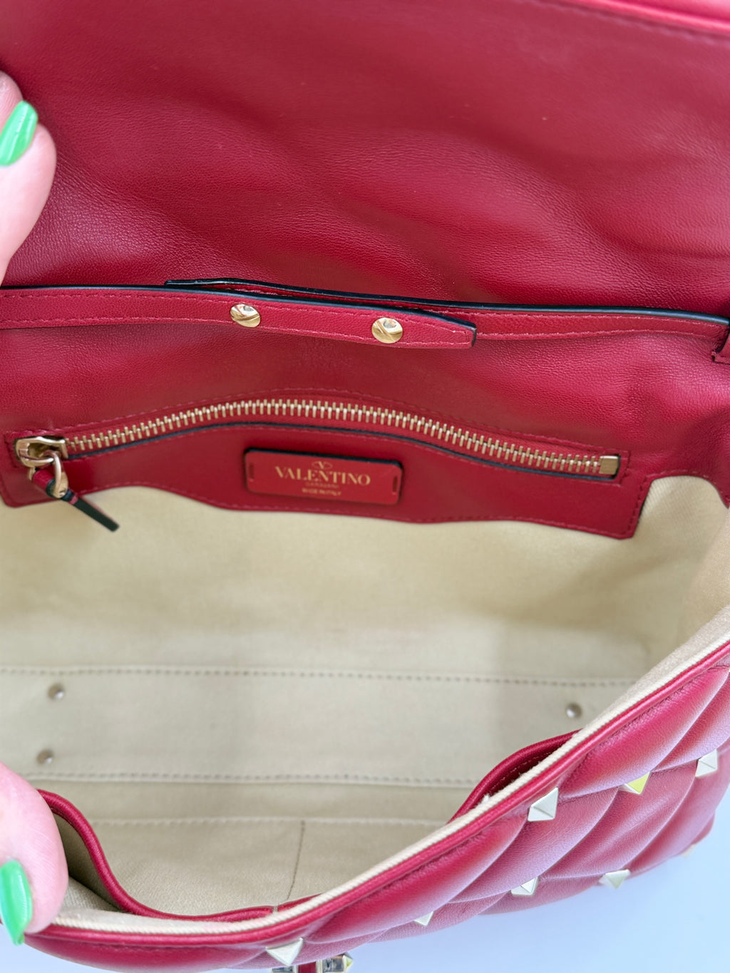 Valentino Garavani Quilted Leather Candystud Shoulder Bag Red - Authenticated