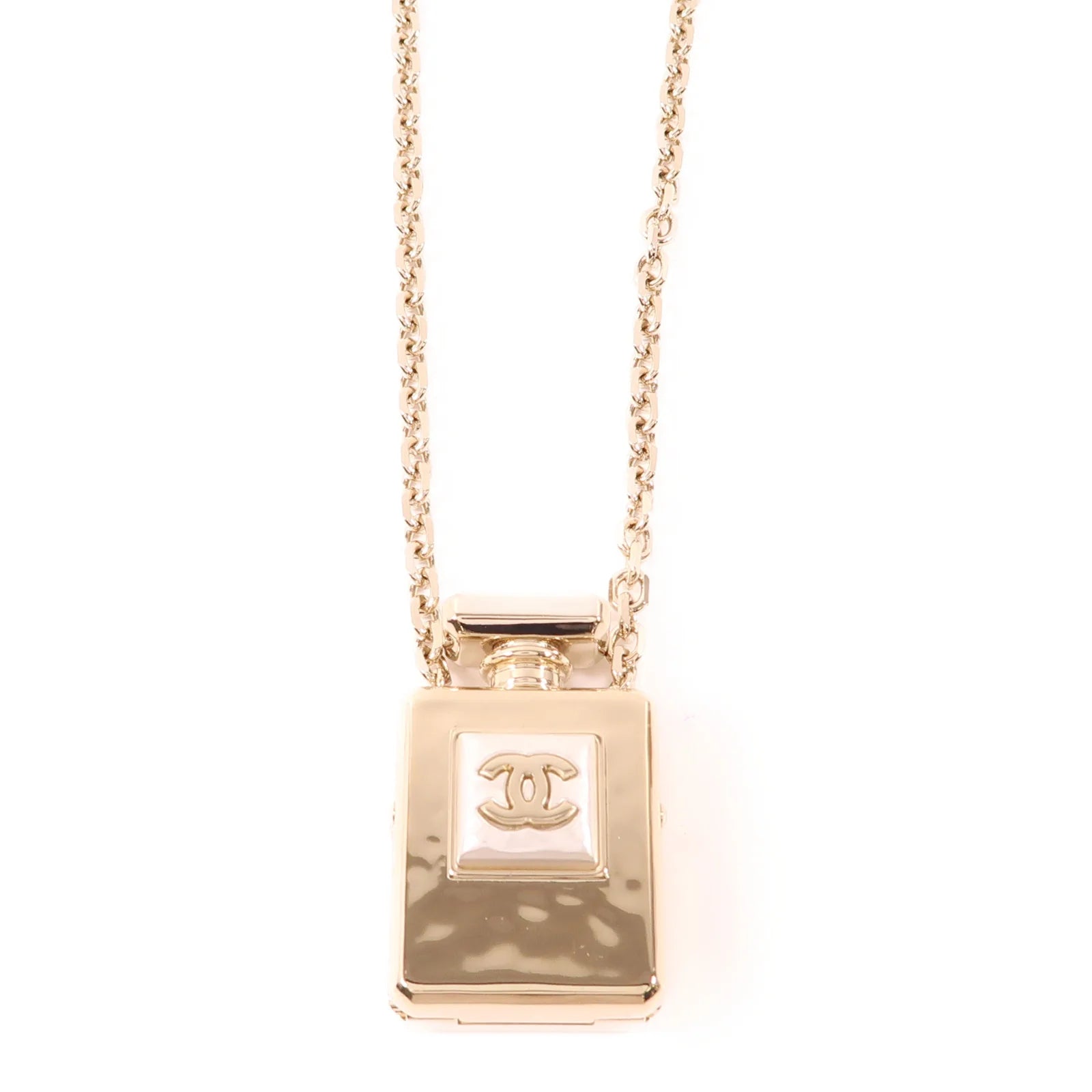 Pre-Owned Chanel  Faux Pearl CC Perfume Bottle Locket Long Pendant Necklace - Authenticated
