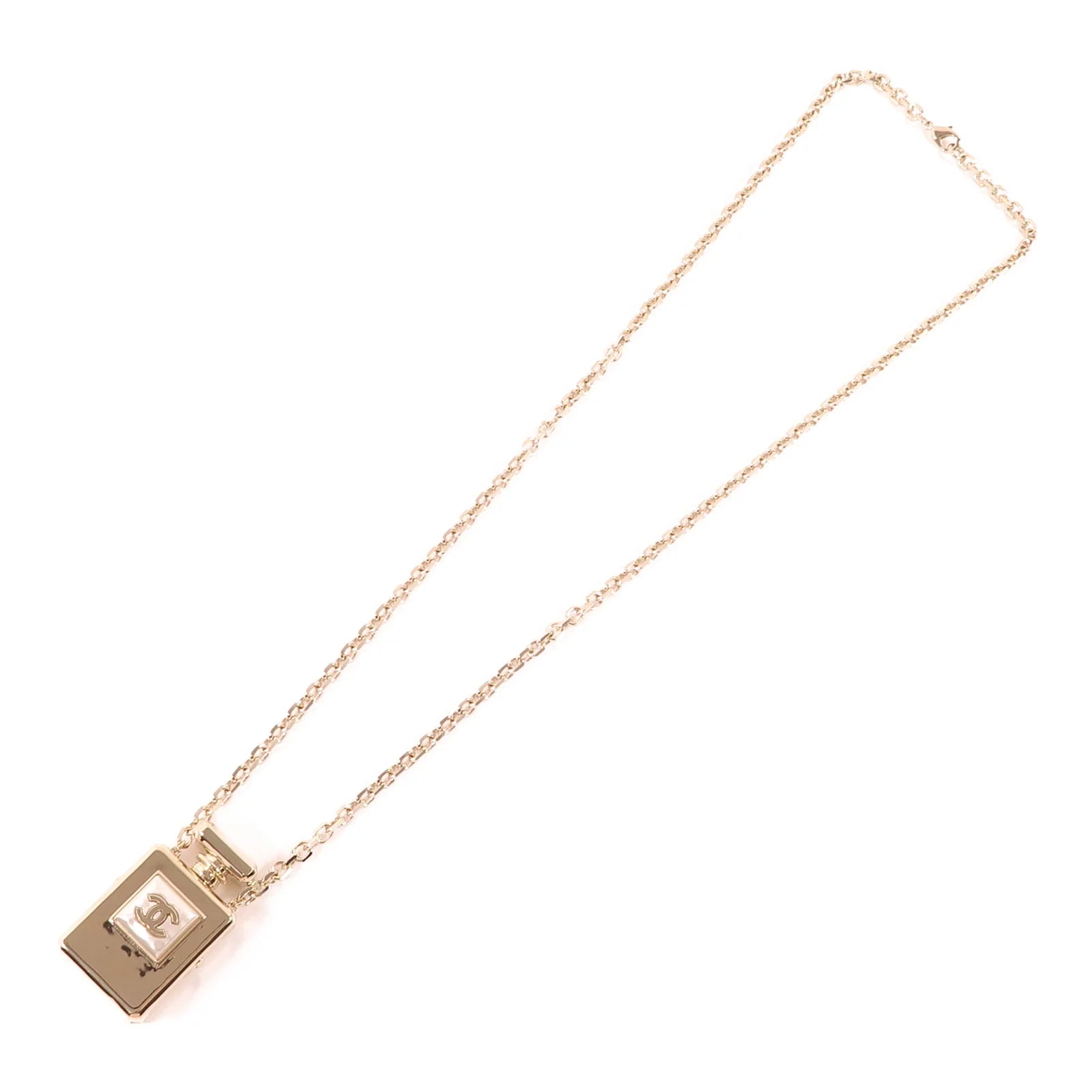 Pre-Owned Chanel  Faux Pearl CC Perfume Bottle Locket Long Pendant Necklace - Authenticated
