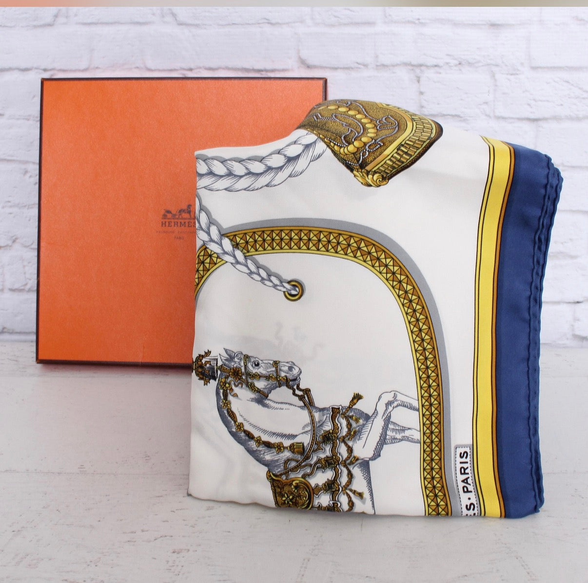 Pre-Owned Hermès Grand Apparat Forever 90cm Silk Scarf by Jacques Eudel