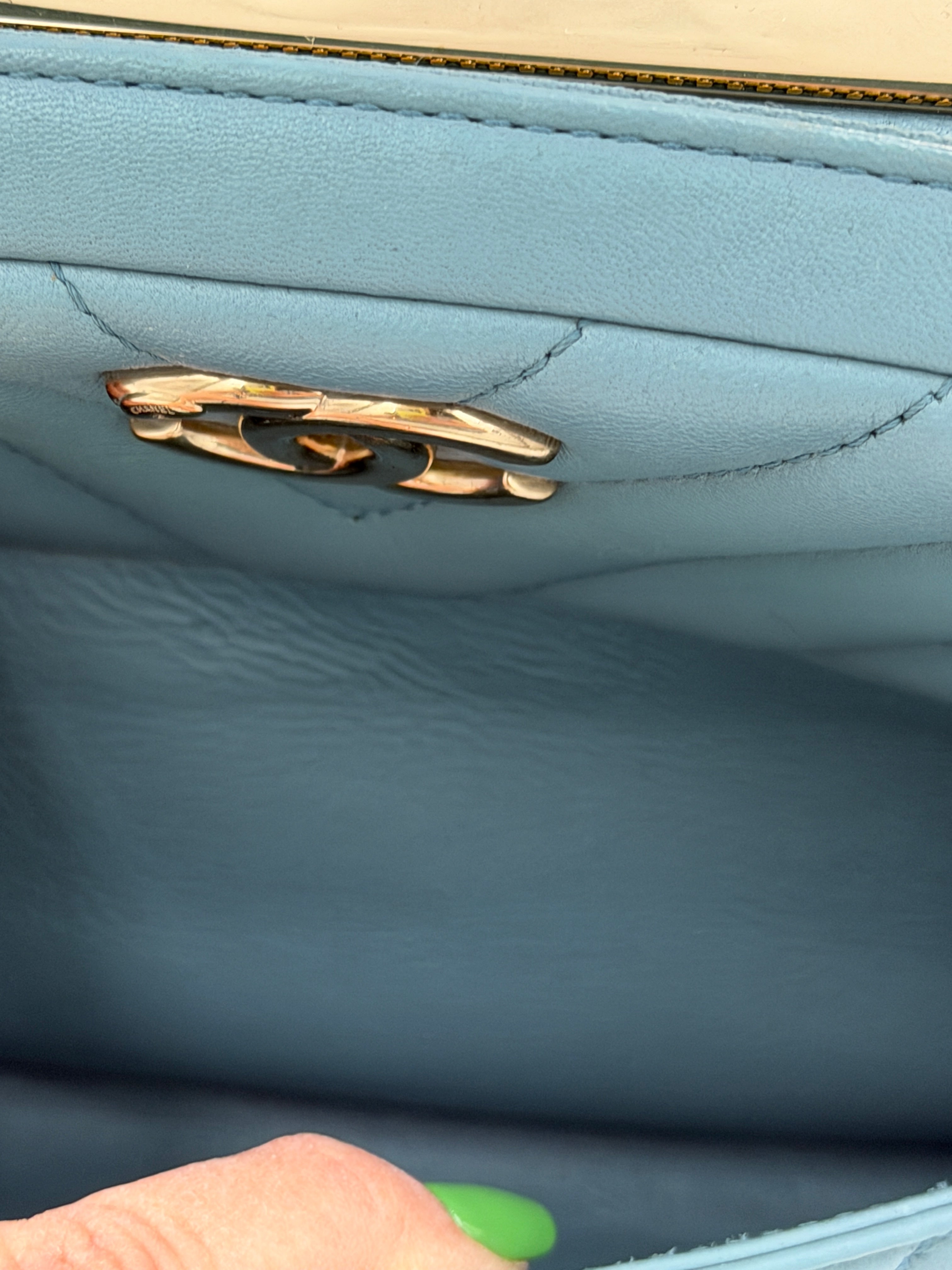 Pre-owned Chanel Trendy CC Bowling Bag Blue Chevron Quilted Lambskin - Authenticated