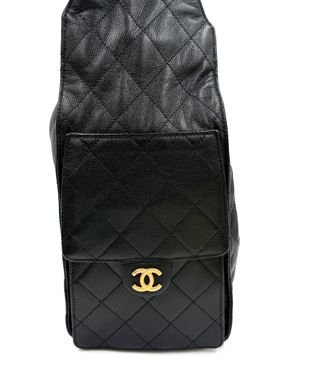 Pre-owned Chanel 25 Hobo Medium Black Caviar Leather Gold Hardware - Authenticated