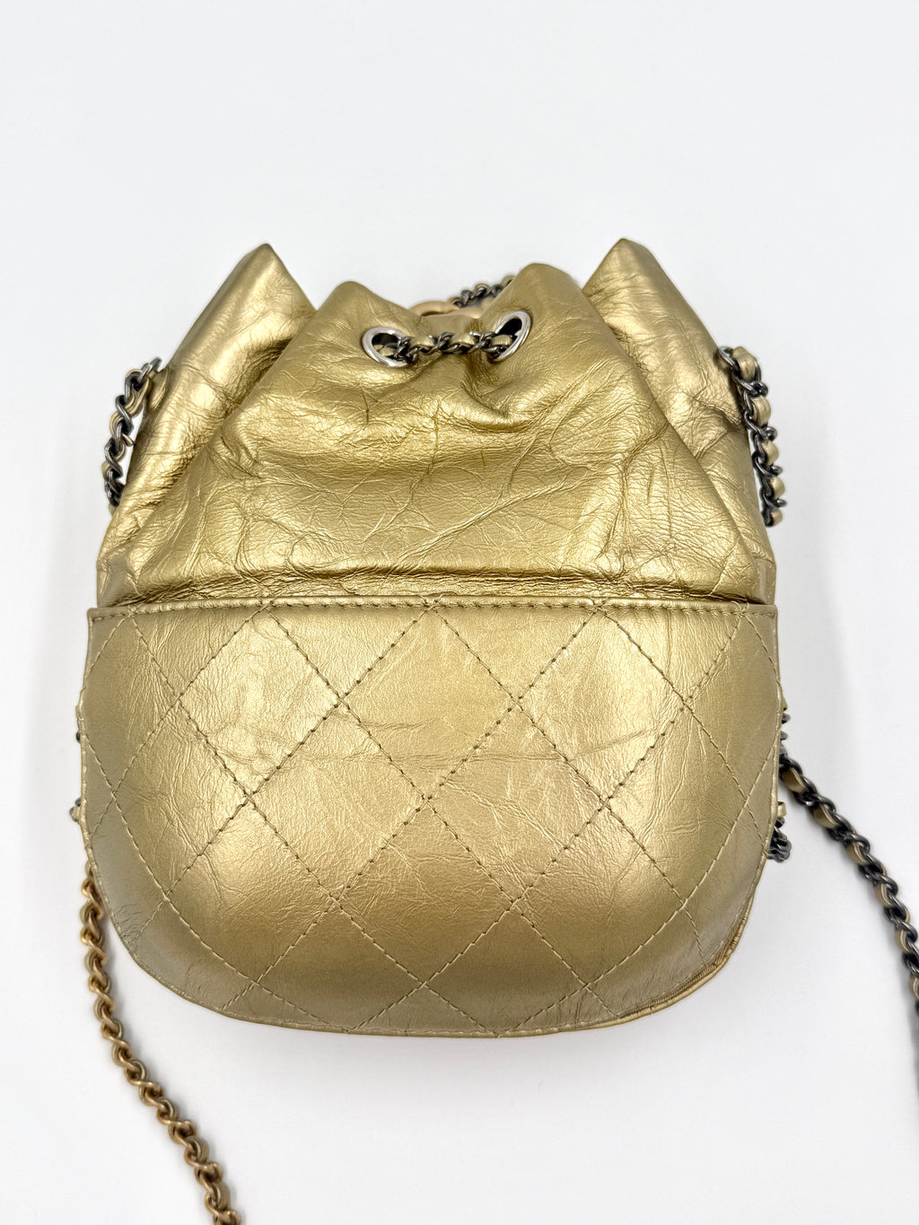 Pre-Owned Chanel Gold Metallic Gabrielle Bucket Bag - Authenticated