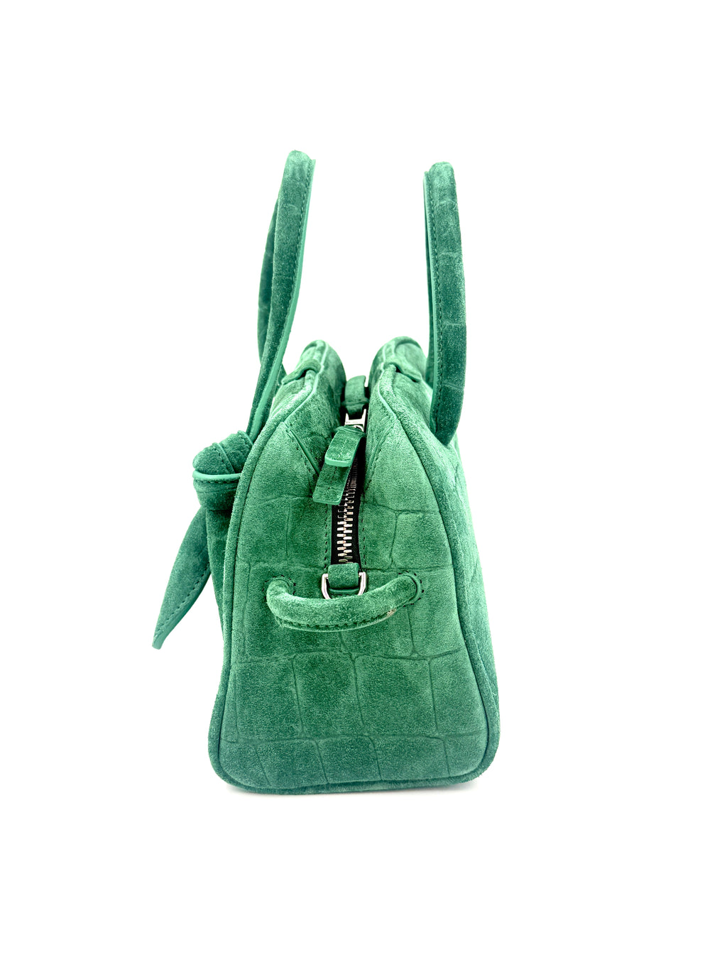 New With Tags Jacquemus Le Petit Turismo Bag Green Croc-Embossed Suede - Authenticated