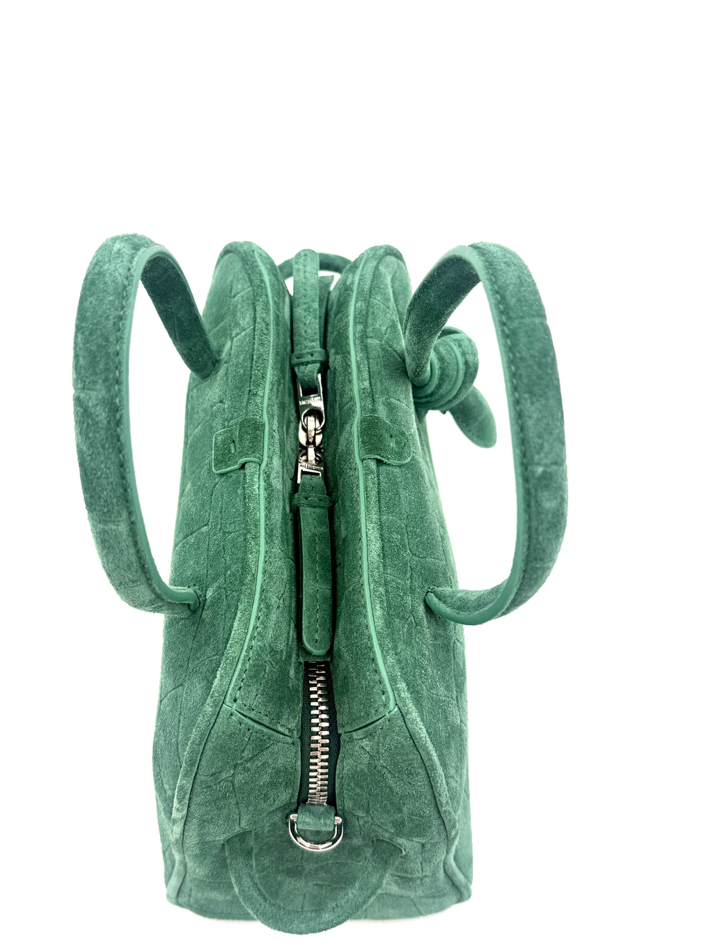 New With Tags Jacquemus Le Petit Turismo Bag Green Croc-Embossed Suede - Authenticated