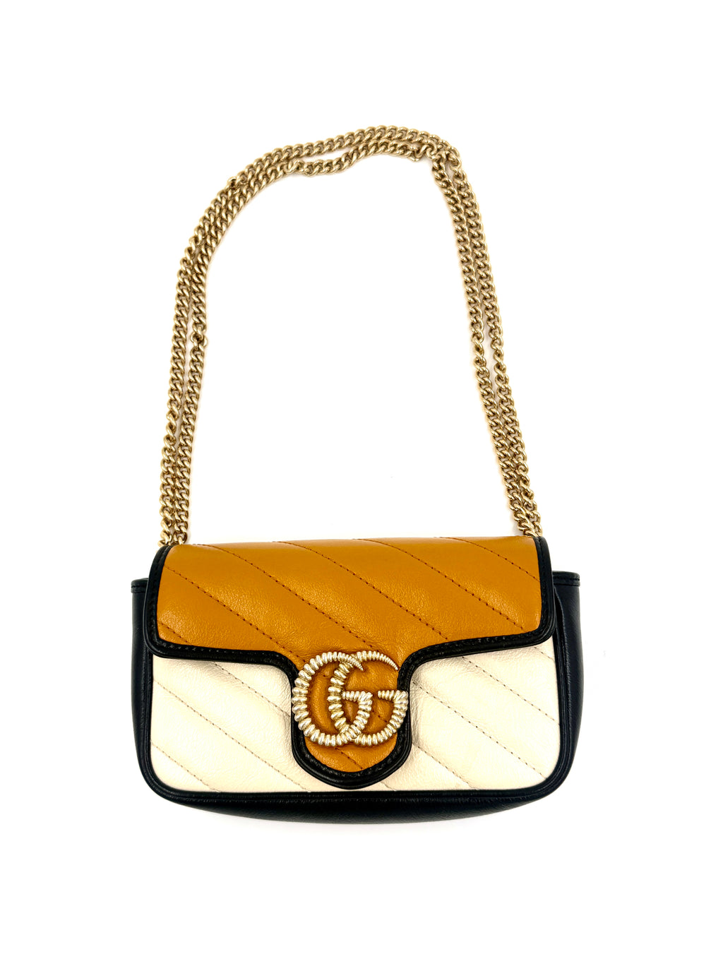Pre-Owned GUCCI Double G Marmont Small Tri Color with Gold Hardware - Authenticated