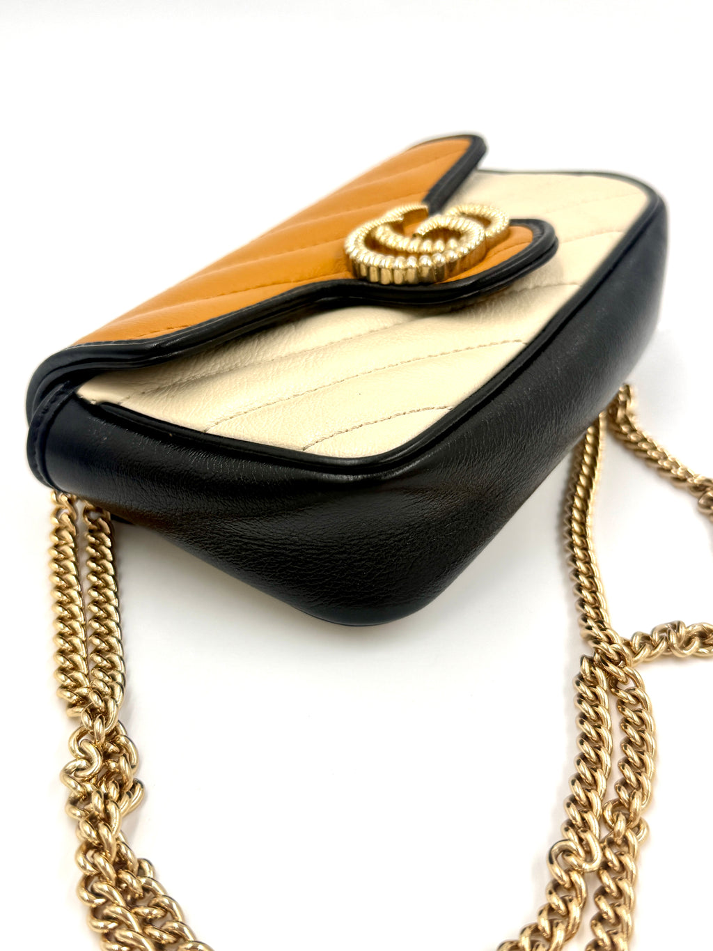 Pre-Owned GUCCI Double G Marmont Small Tri Color with Gold Hardware - Authenticated