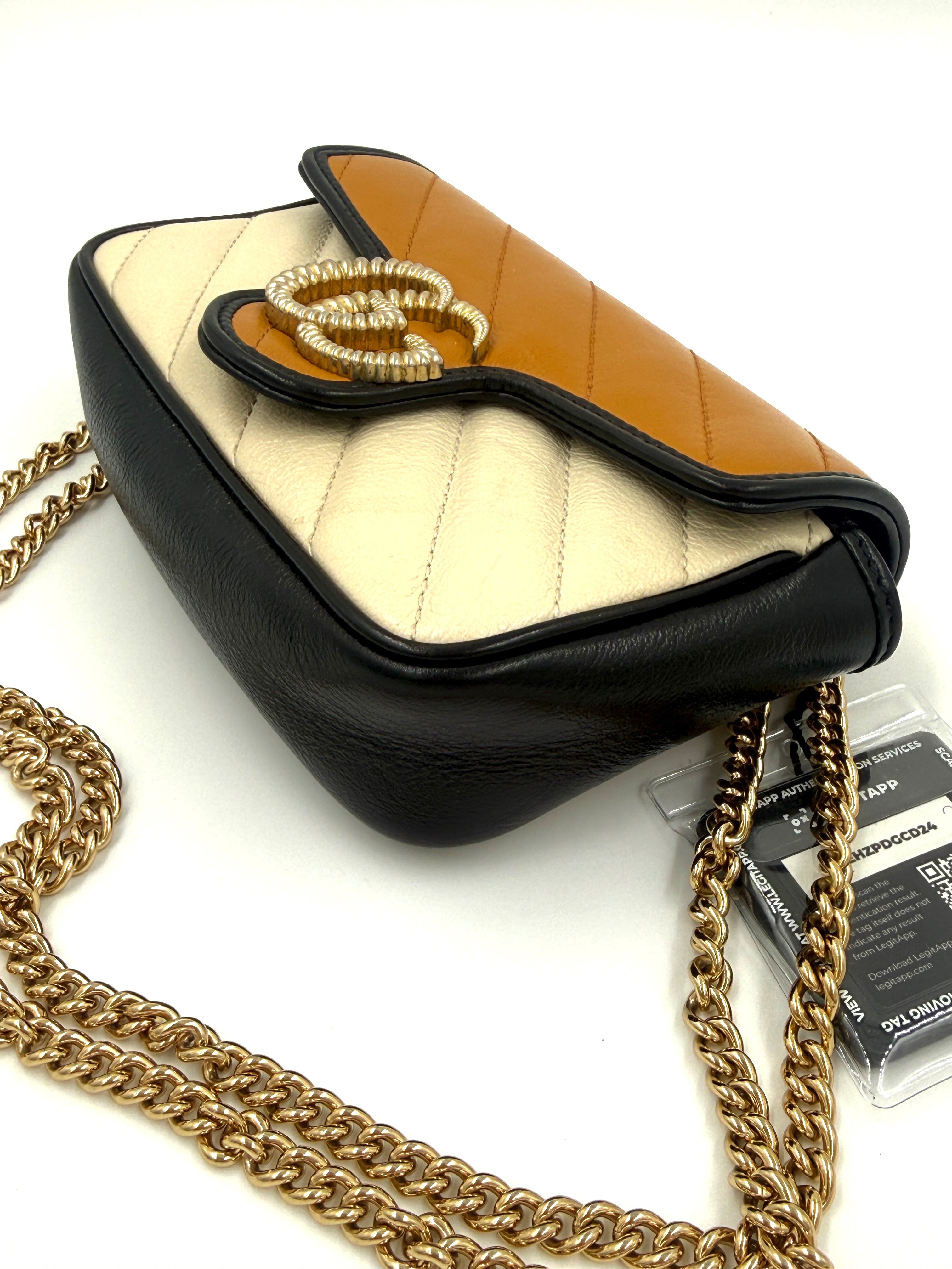 Pre-Owned GUCCI Double G Marmont Small Tri Color with Gold Hardware - Authenticated
