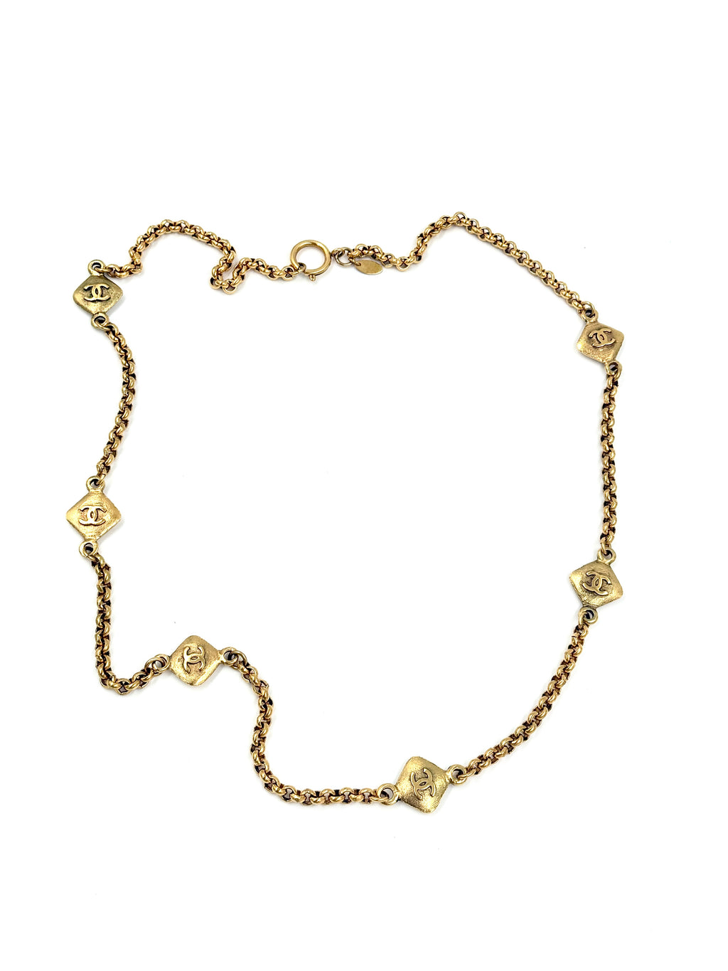 Pre-Owned CHANEL Vintage CC Logos Rhombus Charm Long Necklace 34" - Authenticated