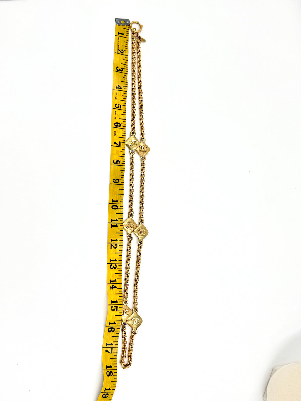 Pre-Owned CHANEL Vintage CC Logos Rhombus Charm Long Necklace 34" - Authenticated