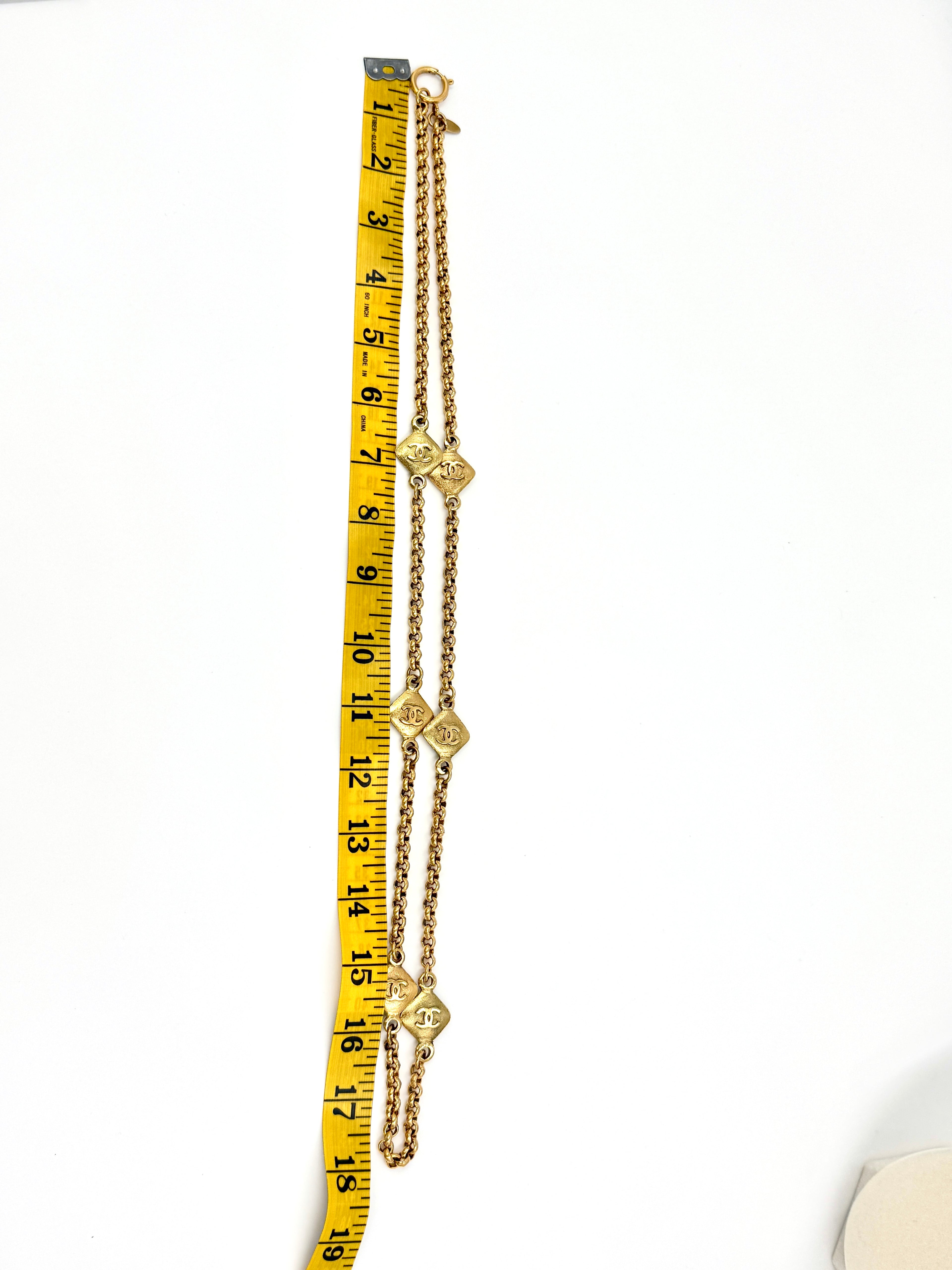 Pre-Owned CHANEL Vintage CC Logos Rhombus Charm Long Necklace 34" - Authenticated