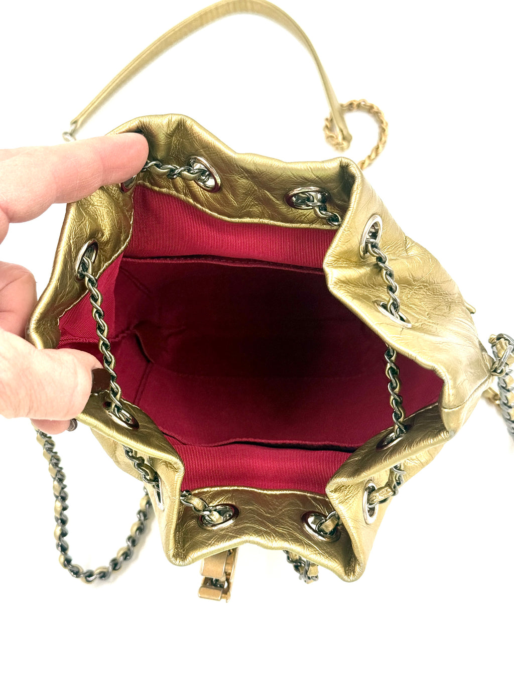 Pre-Owned Chanel Gold Metallic Gabrielle Bucket Bag - Authenticated
