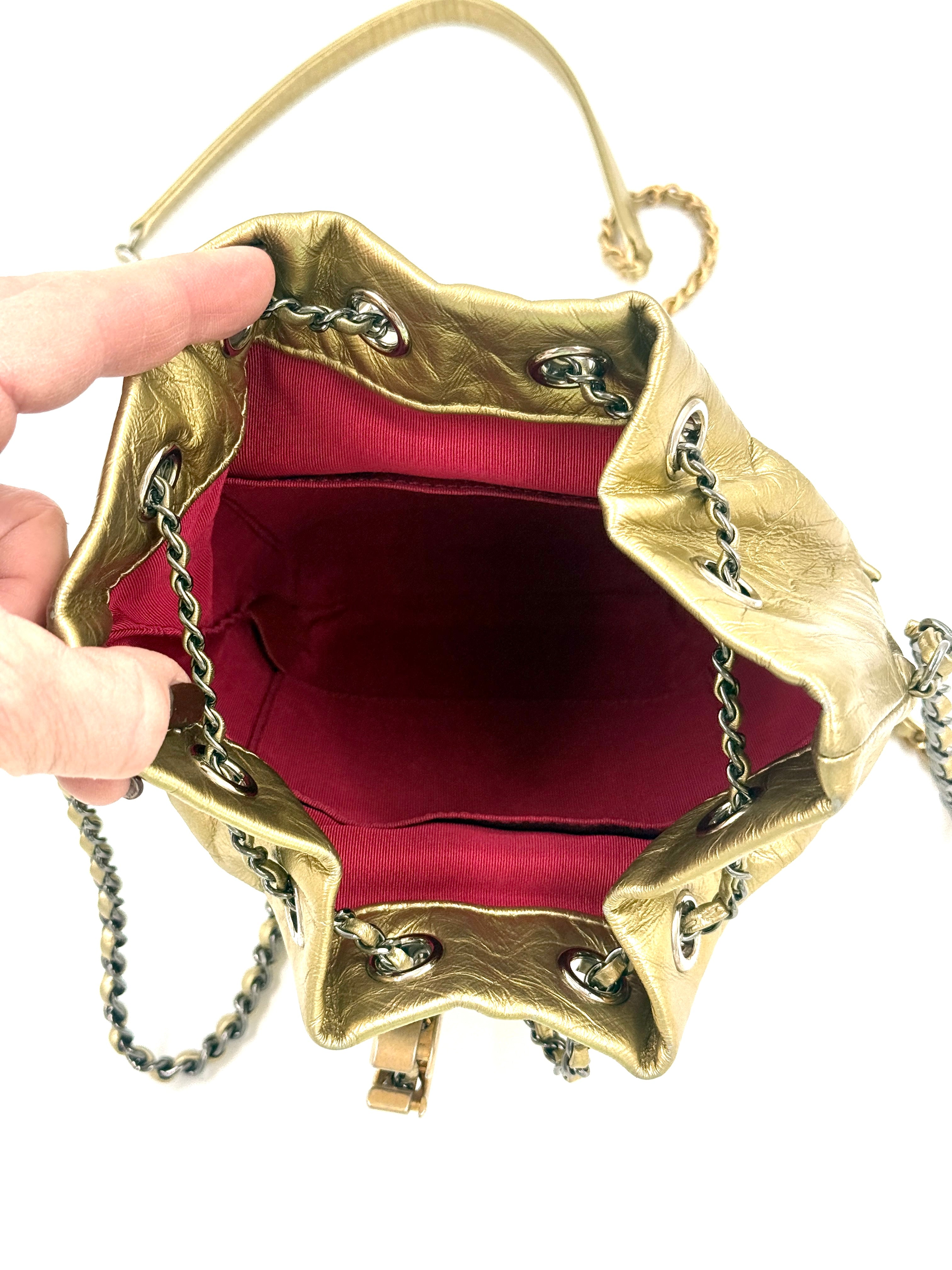 Pre-Owned Chanel Gold Metallic Gabrielle Bucket Bag - Authenticated