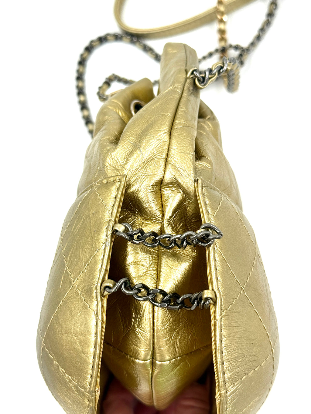 Pre-Owned Chanel Gold Metallic Gabrielle Bucket Bag - Authenticated