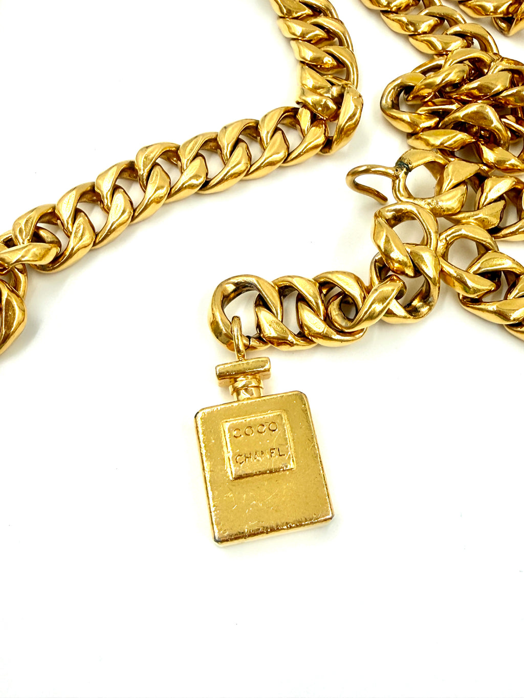 Pre-Owned Chanel Gold Perfume Bottle Chain Belt Small - Authenticated