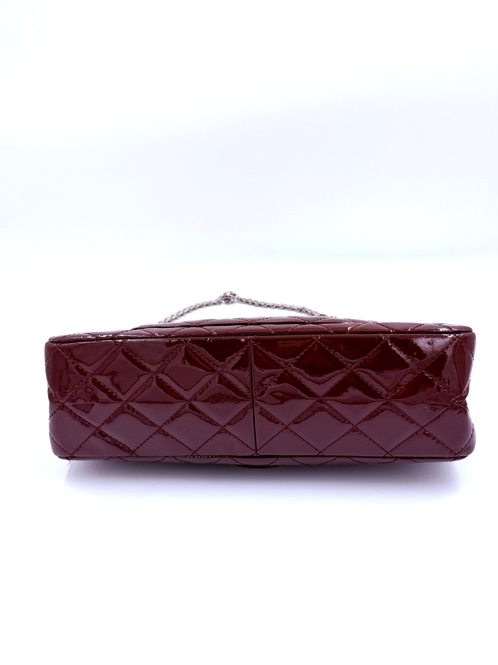Pre-Owned Chanel  Burgundy 2.55 Maxi Patent Leather Double Flap - Authenticated