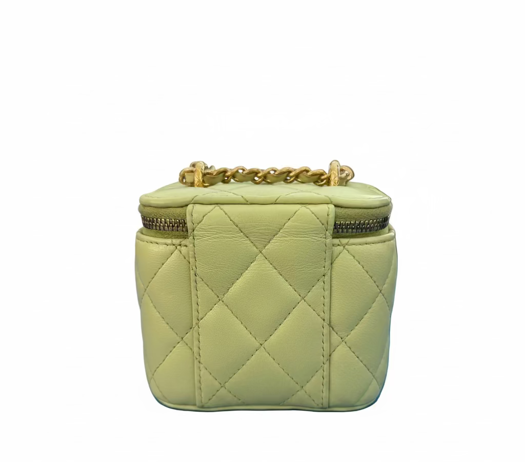 Pre-owned Chanel Lambskin Quilted CC Mini Vanity Crossbody Bag  Light Green - Authenticated