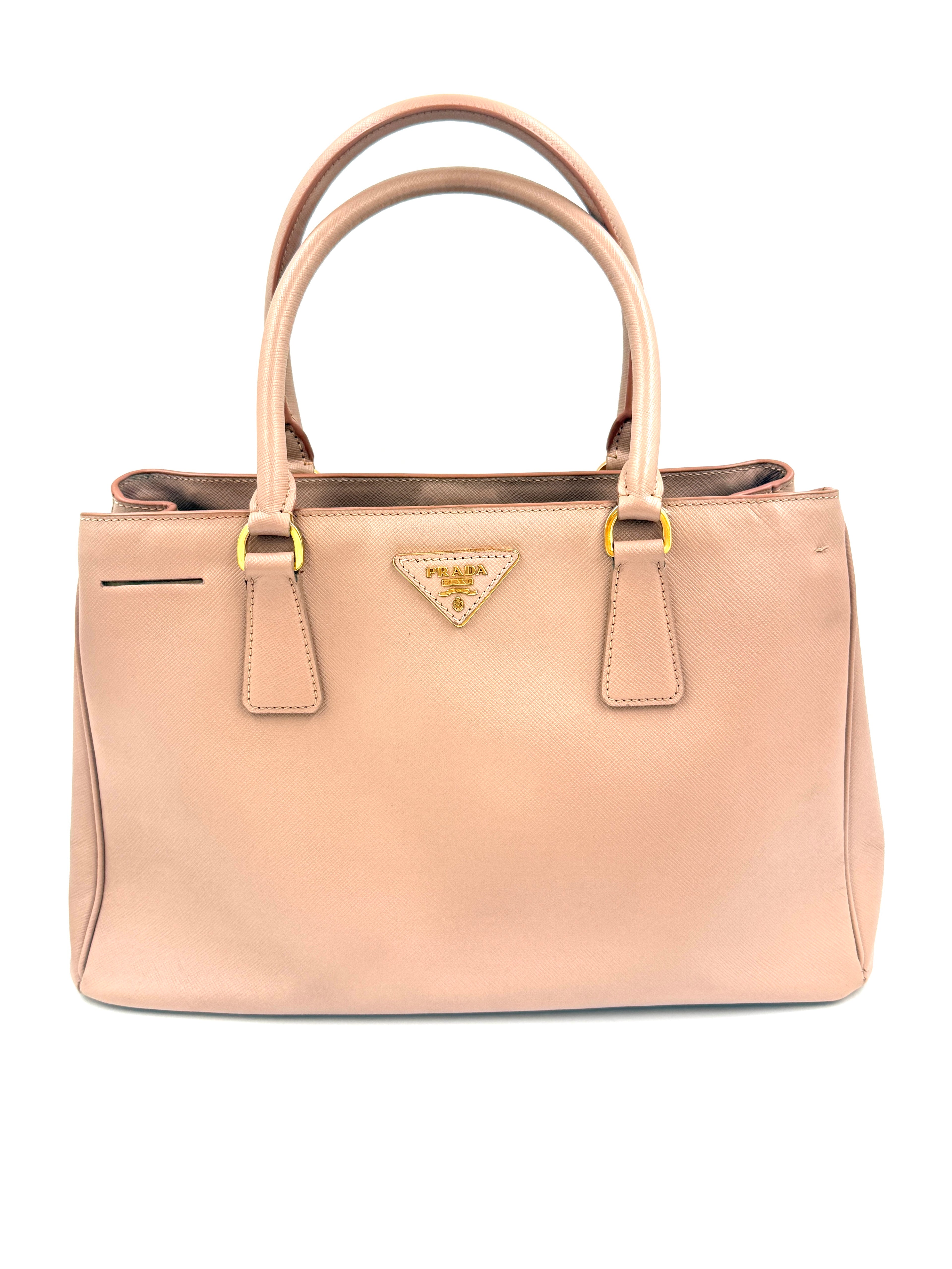 Pre-Owned Prada Galleria Saffiano Leather in Beige with Coordinating Wallet - Authenticated
