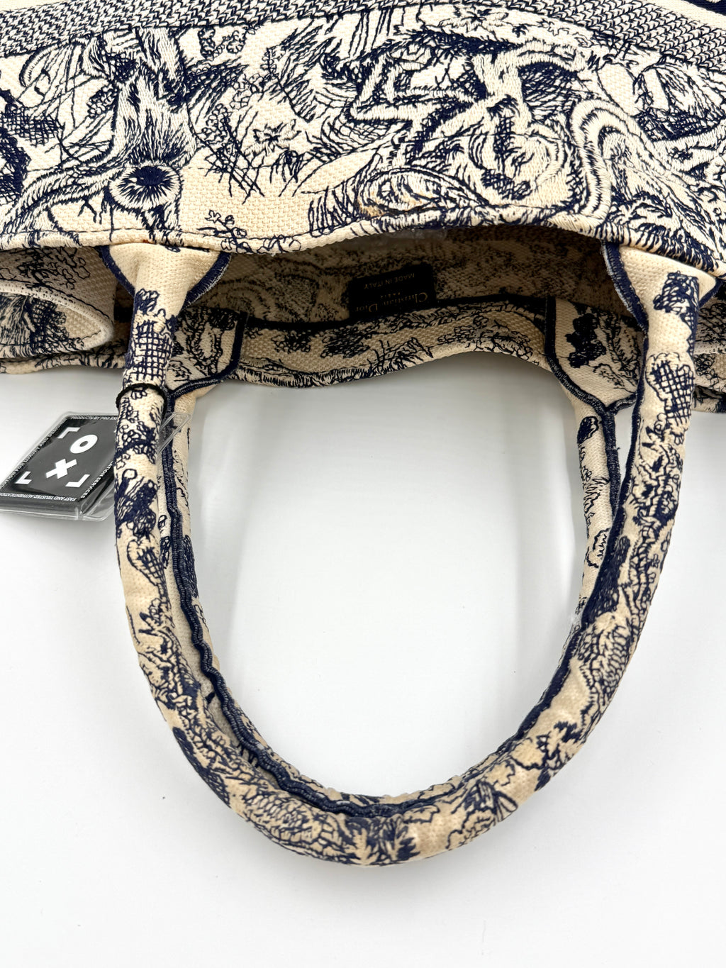 Pre-Owned Christian Dior Toile de Jouy Book Tote Large Ecru and Navy - Authenticated