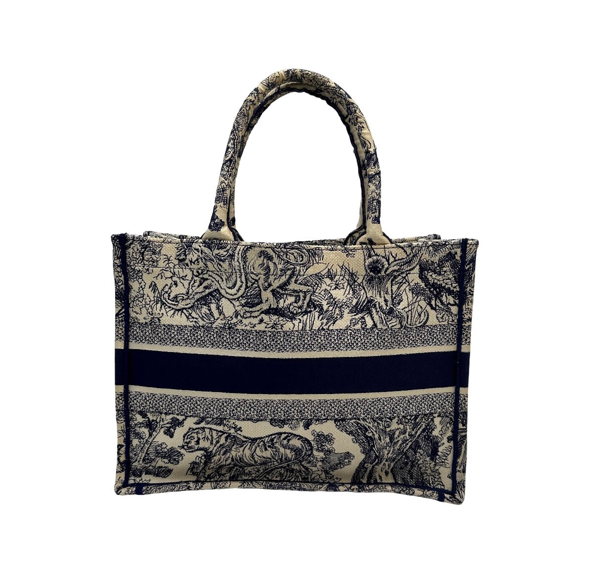 Pre-Owned Christian Dior Toile de Jouy Book Tote Large Ecru and Navy - Authenticated