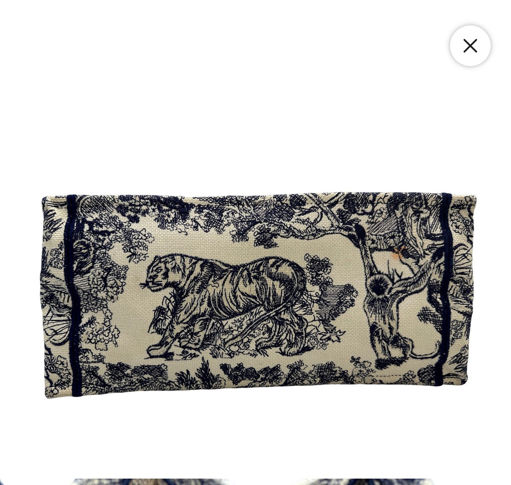 Pre-Owned Christian Dior Toile de Jouy Book Tote Large Ecru and Navy - Authenticated