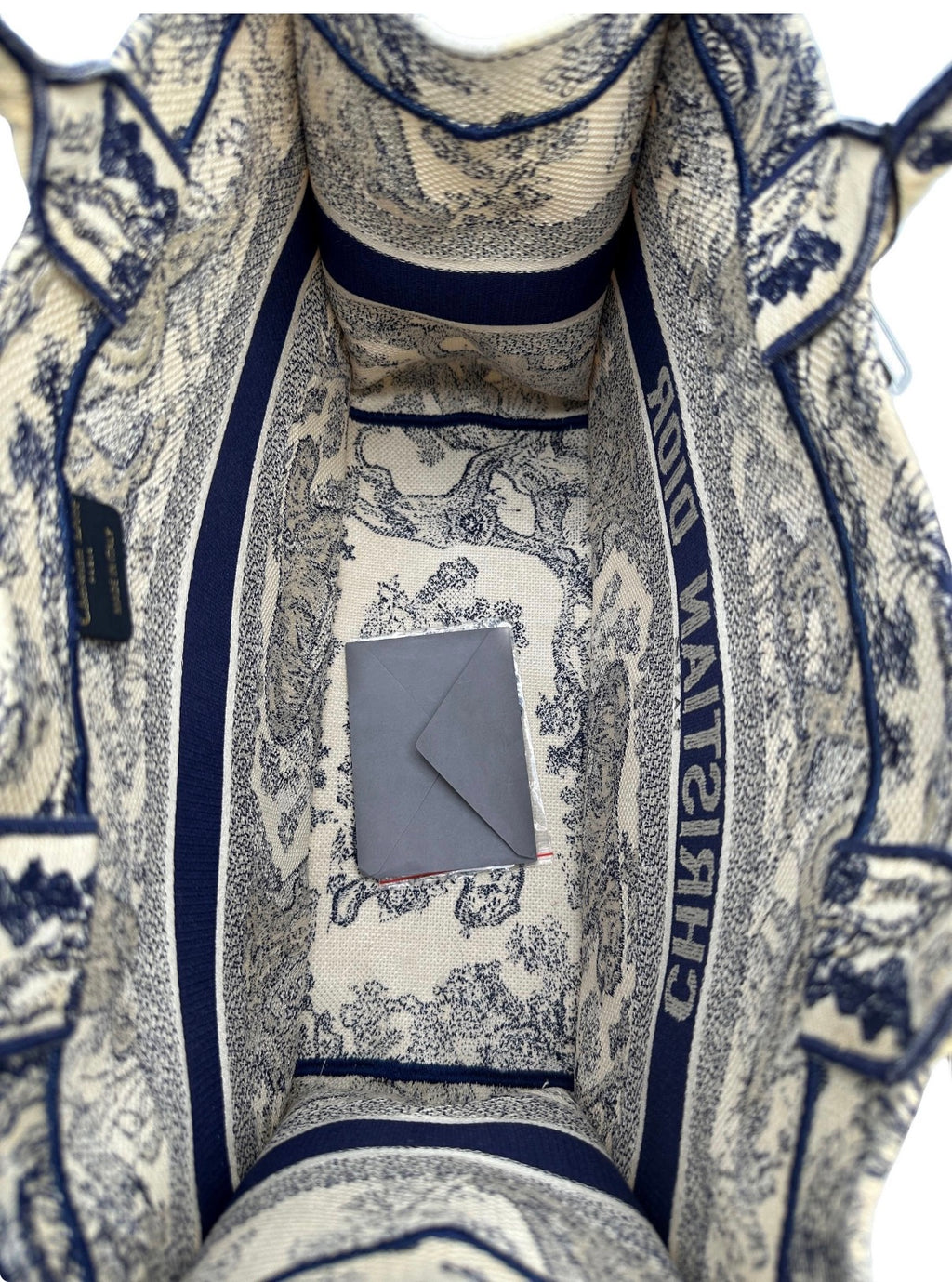 Pre-Owned Christian Dior Toile de Jouy Book Tote Large Ecru and Navy - Authenticated