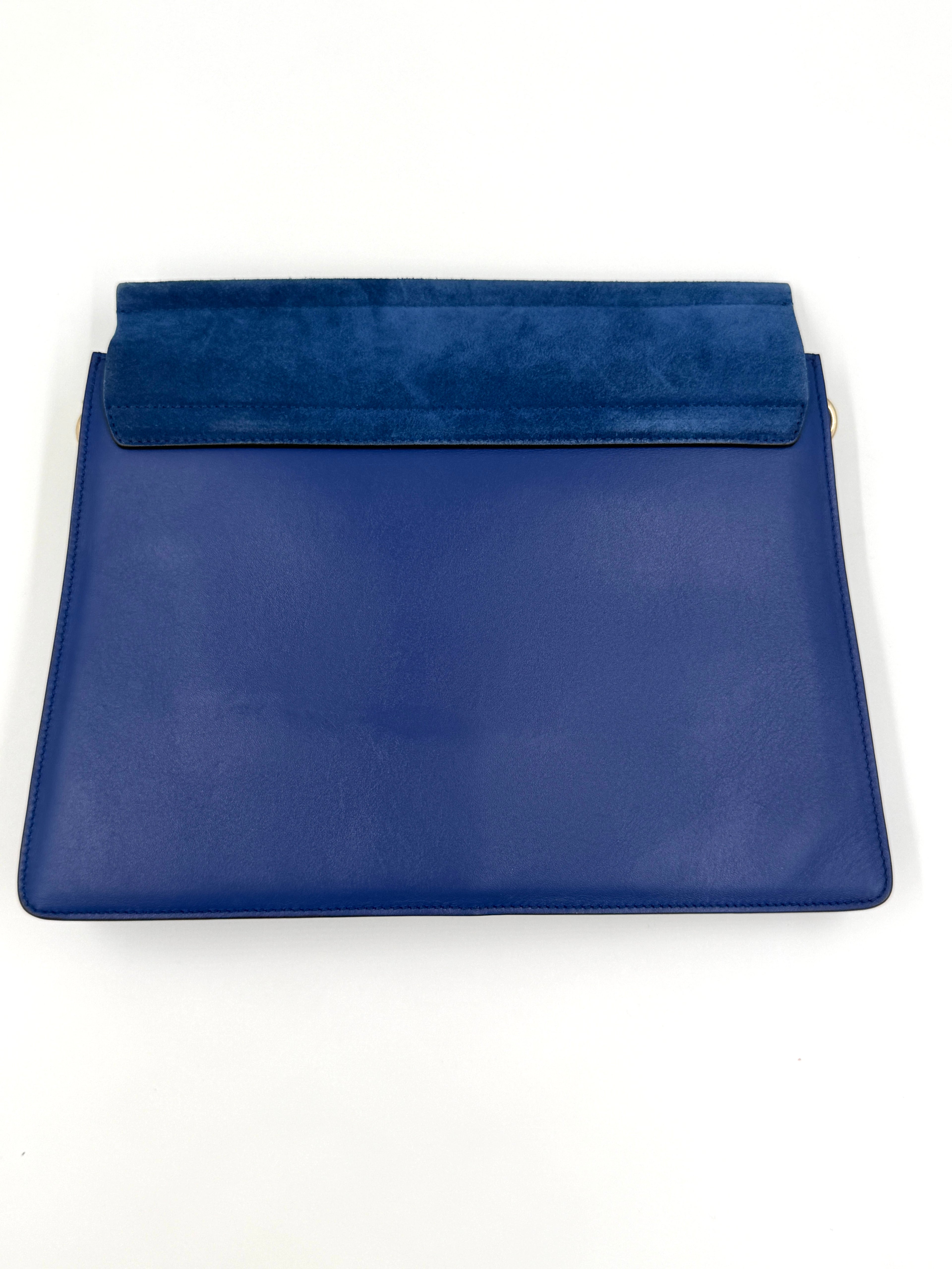 Pre-Owned Chloe Faye Suede and Leather Mixed Metal Shoulder Bag Cobalt - Authenticated