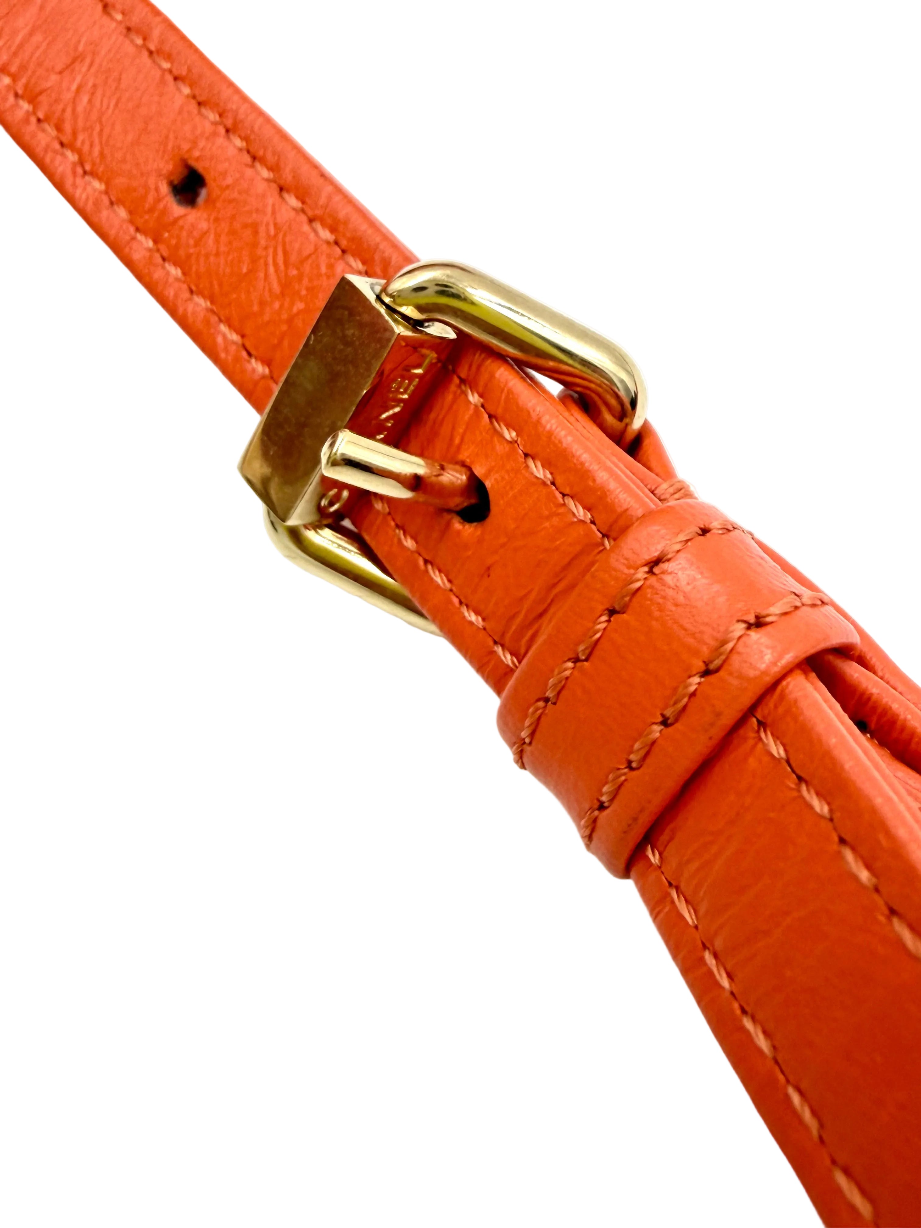 Pre-owned Chanel 2.55 Reissue Mini Flap Bag in Orange Crinkled Calfskin - Authenticated