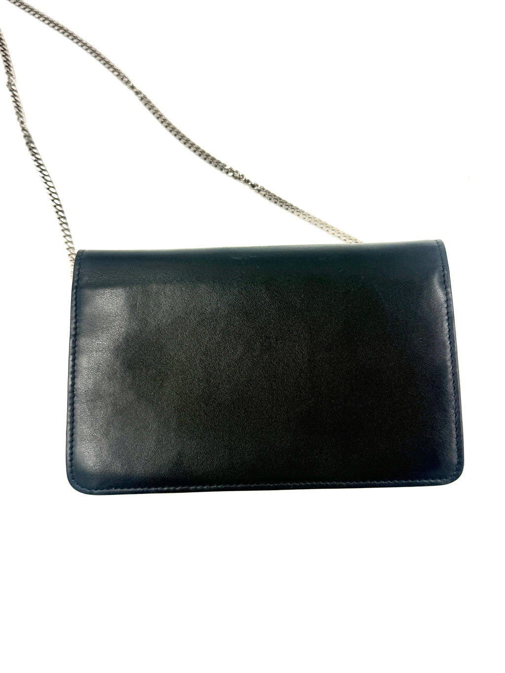 Pre-Owned Fendi Monster Eyes Hypnoteyes Black Leather Wallet On Chain - Authenticated
