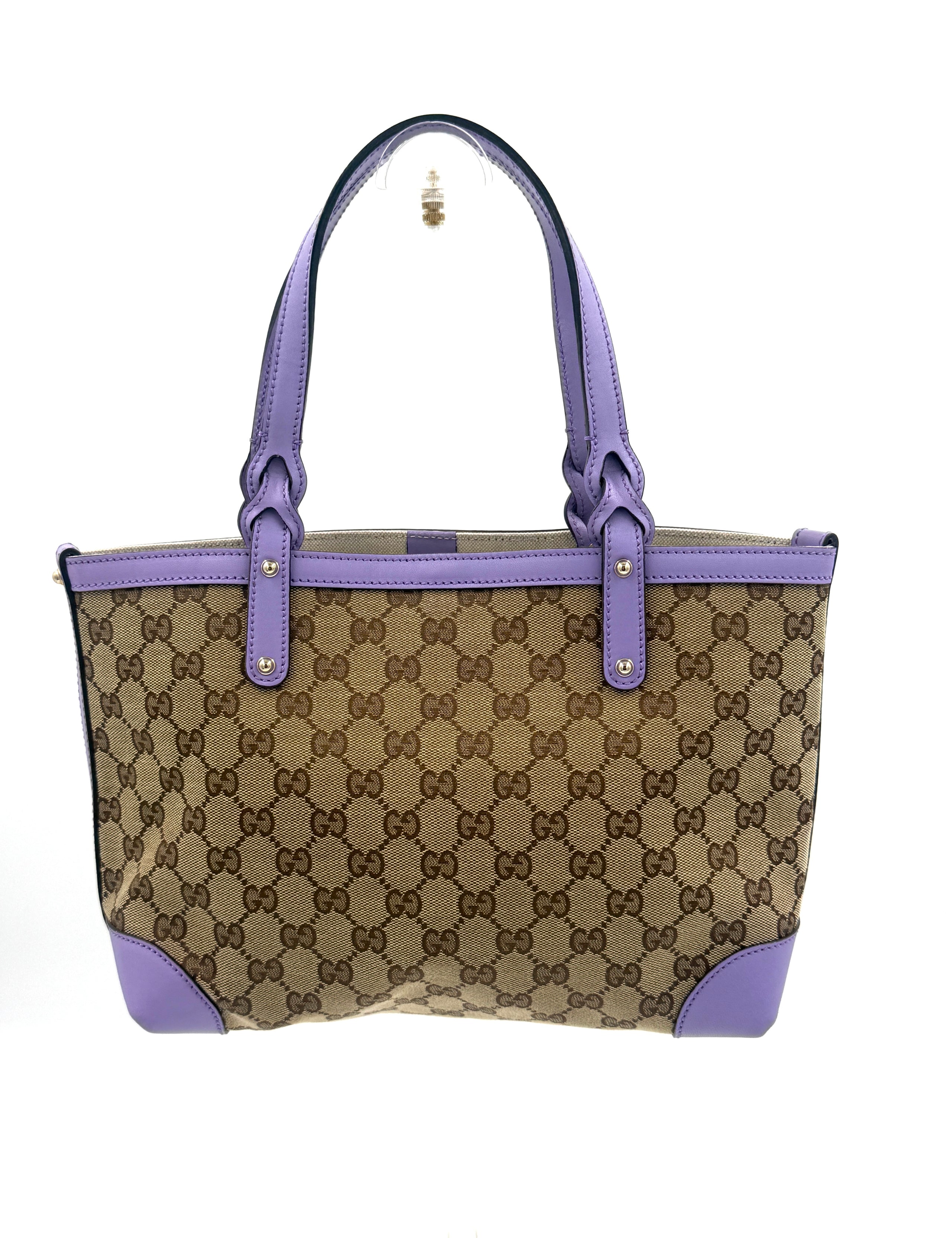 Pre-Owned Gucci Shopper Tote GG Supreme Small Lavender - Authenticated