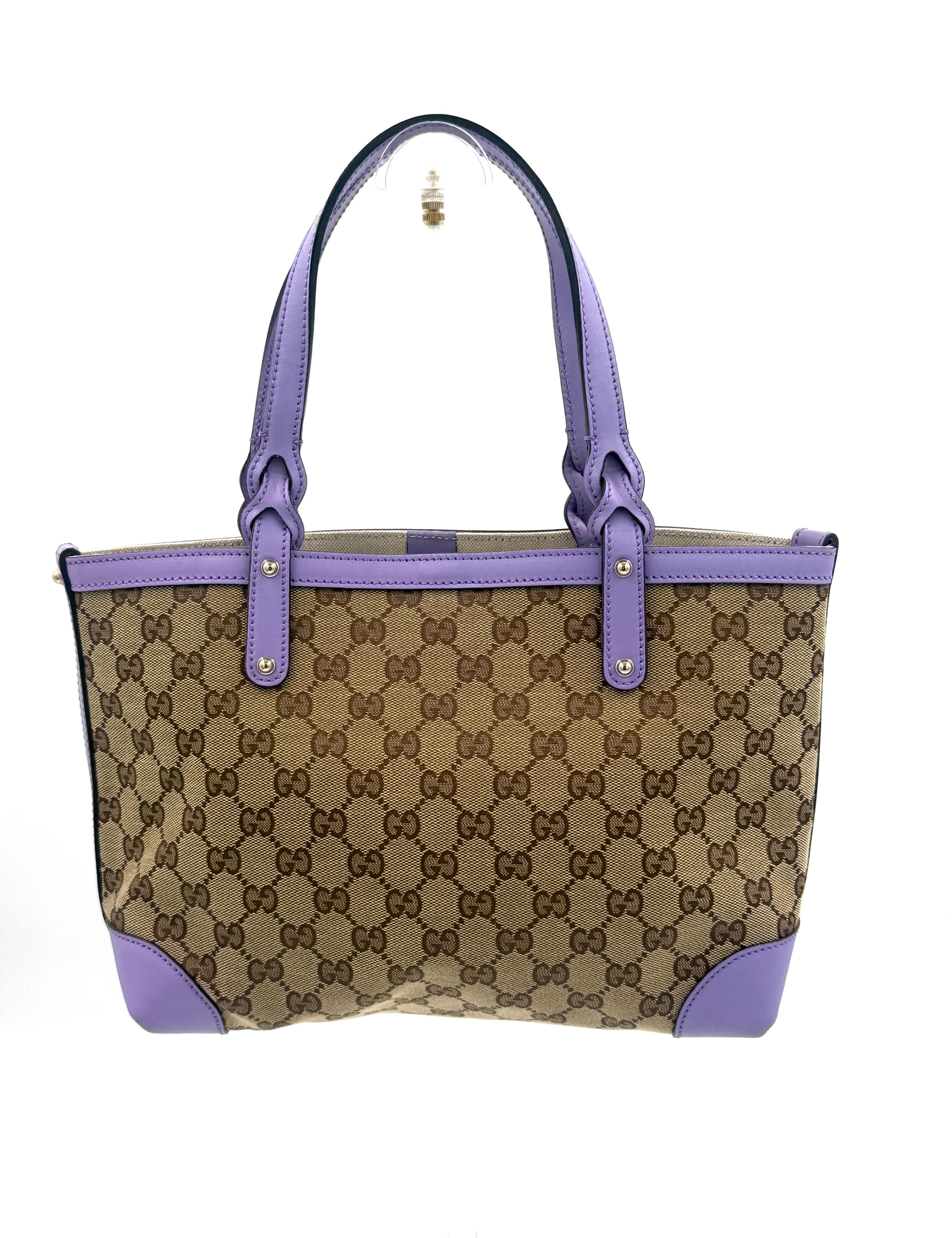 Pre-Owned Gucci Shopper Tote GG Supreme Small Lavender - Authenticated