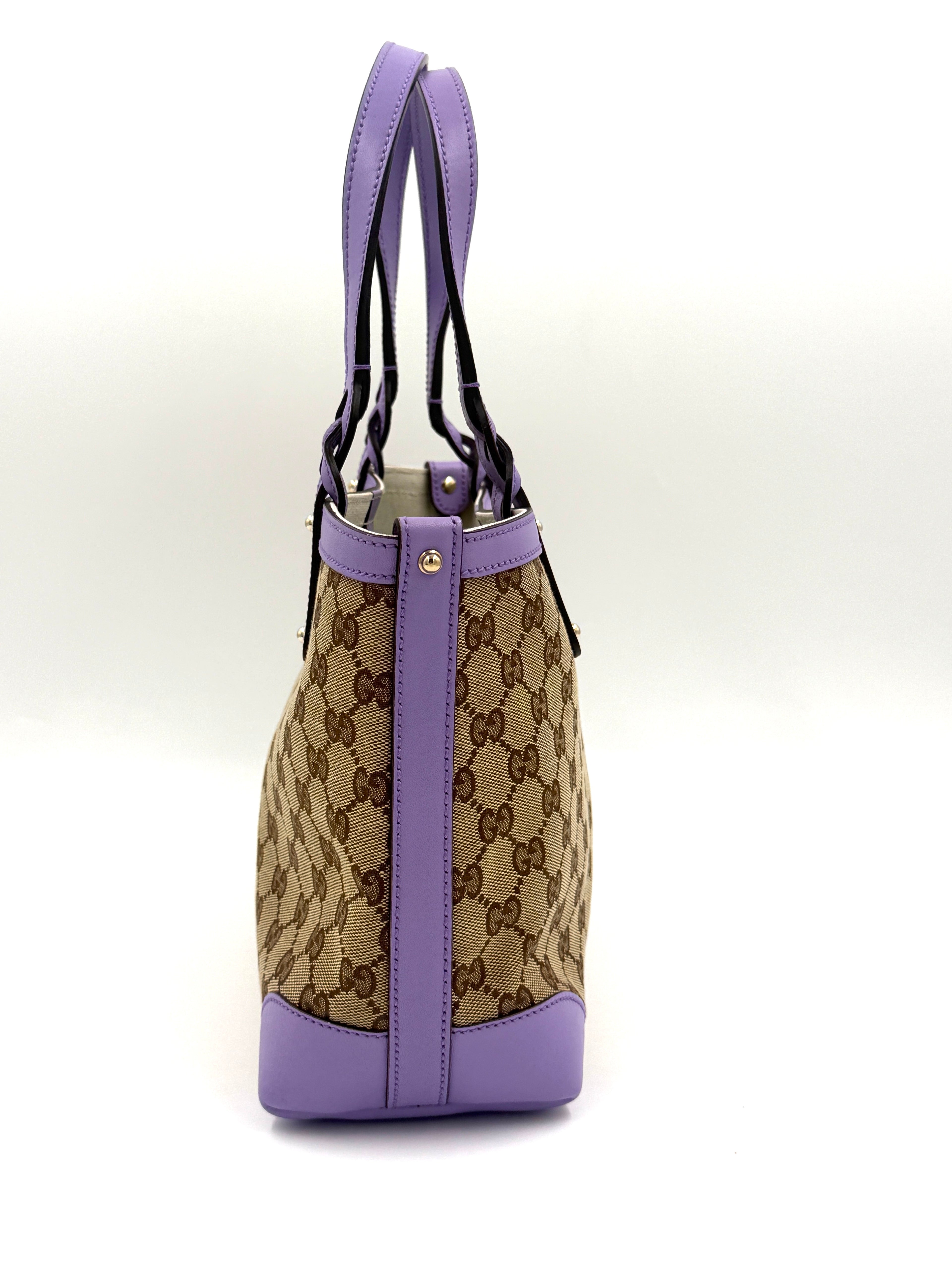 Pre-Owned Gucci Shopper Tote GG Supreme Small Lavender - Authenticated