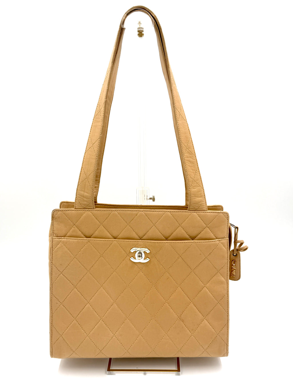 Pre-Owned Chanel Coco Mark Turnlock Tote Bag Beige - Series 4 1996-1997 - Authenticated