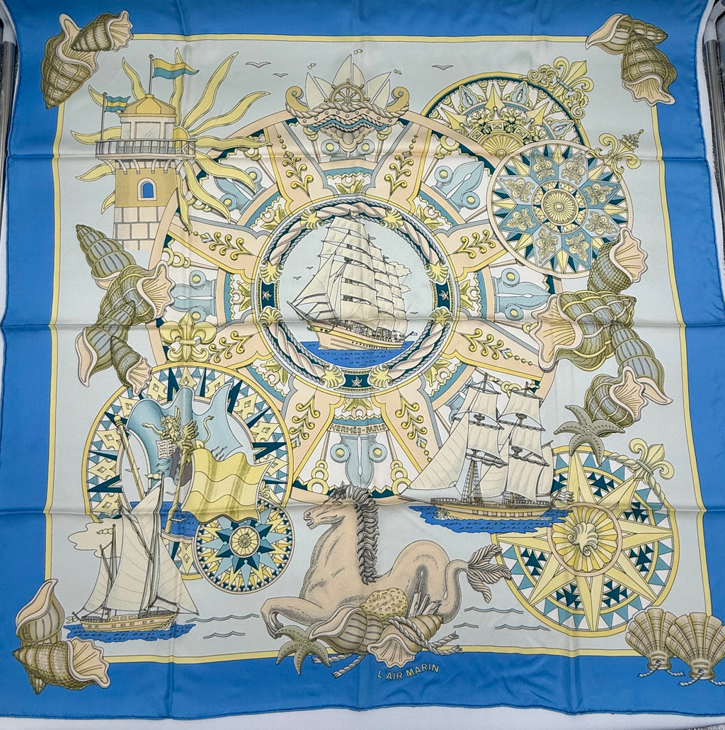 Pre-Owned Hermès Silk Scarf Carré 90 L'air Marin